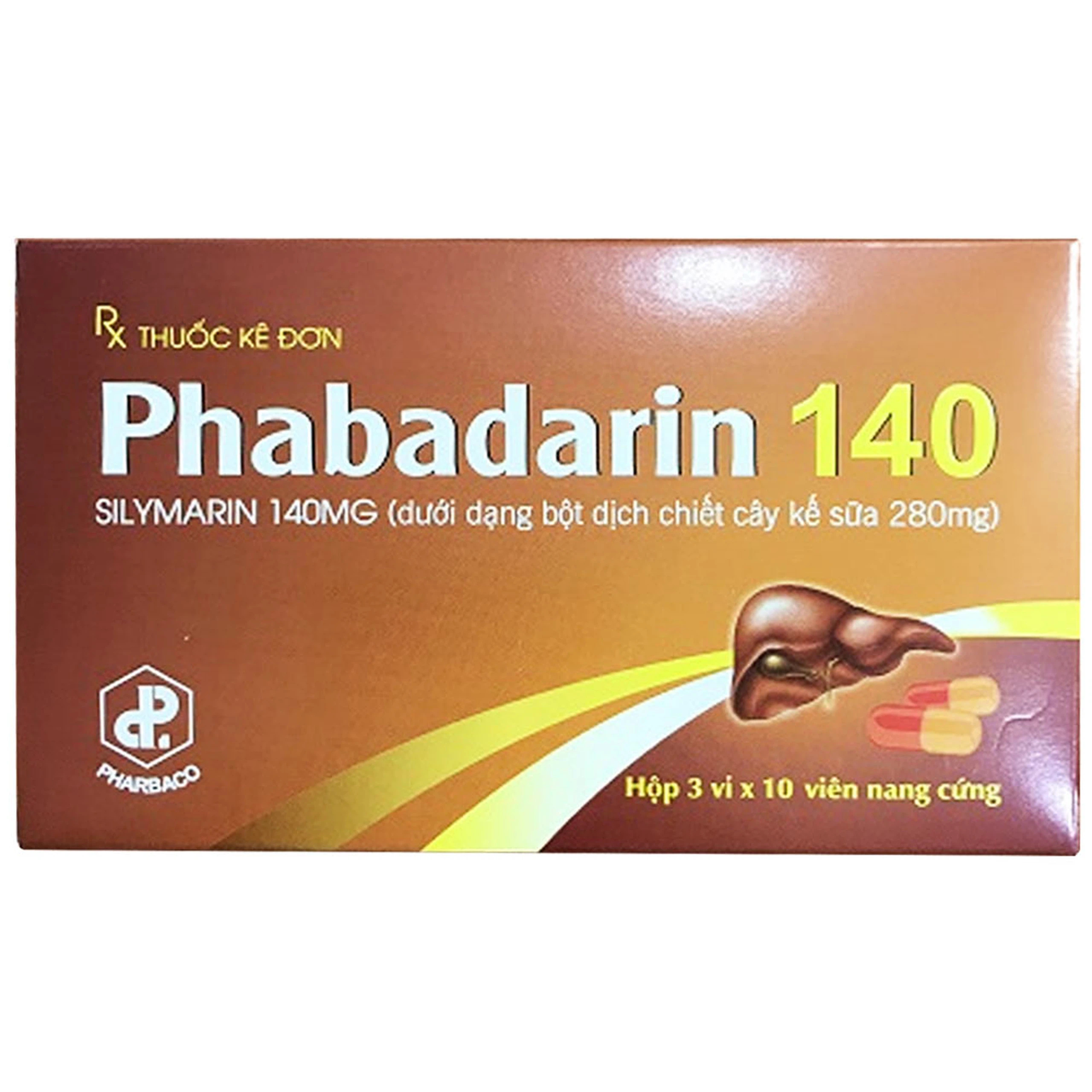 Thuốc Phabadarin 140 Pharbaco hỗ trợ bảo vệ tế bào gan (3 vỉ x 10 viên) 