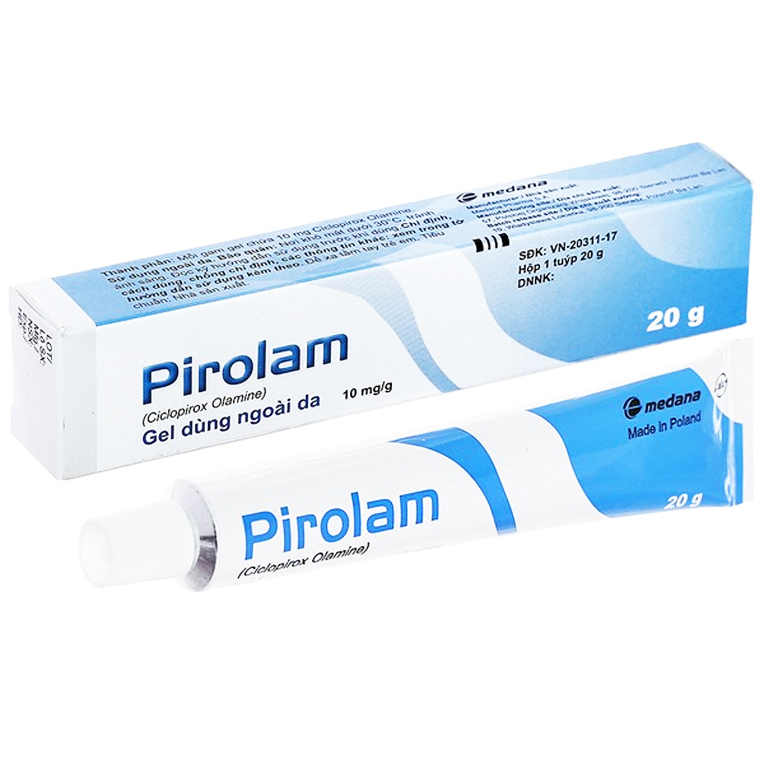 Gel bôi da Pirolam Medana điều trị các bệnh nấm da, nấm da đầu, nấm da chân (20g)