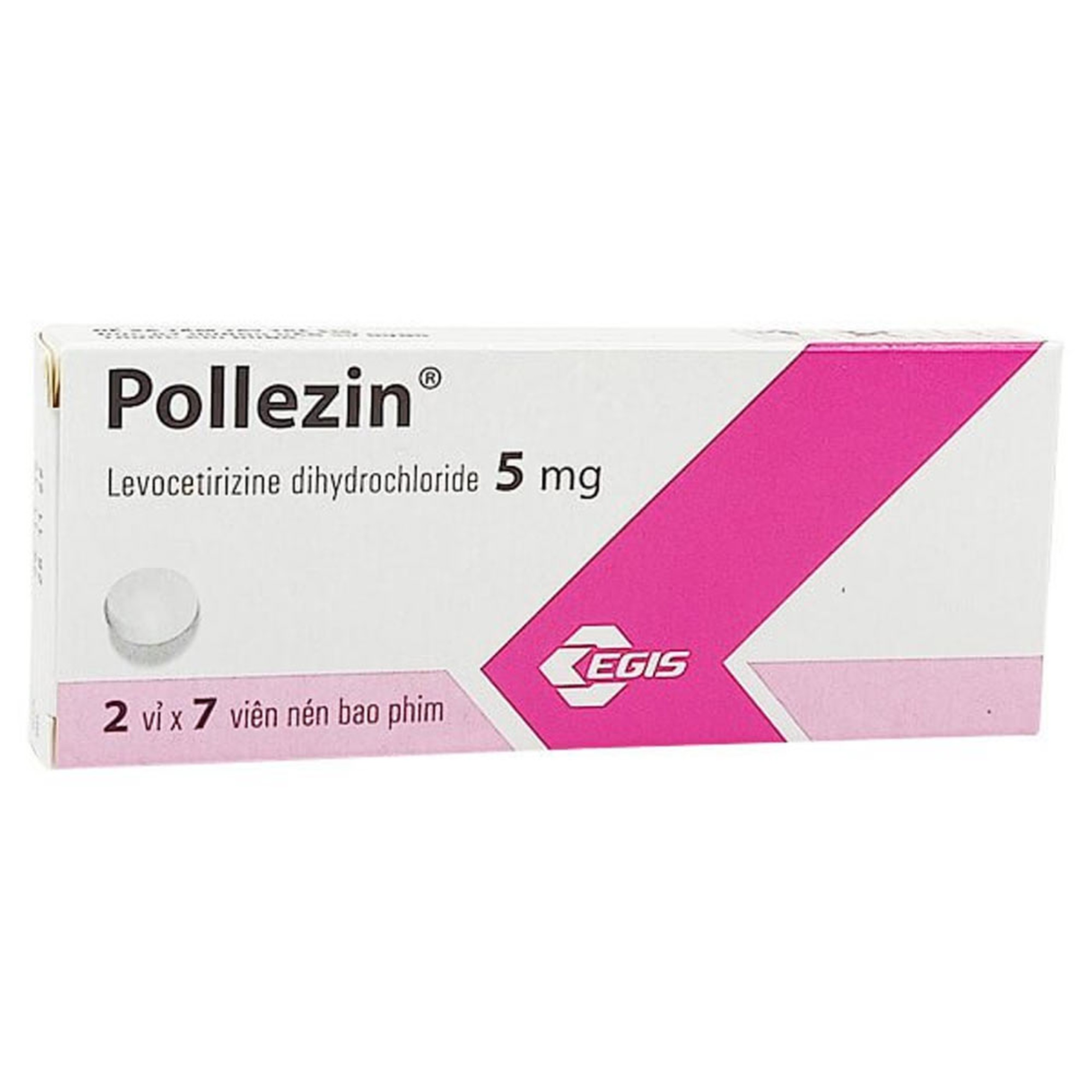 Thuốc Pollezin 5mg Egis hỗ trợ điều trị viêm mũi dị ứng, mày đay (14 viên)