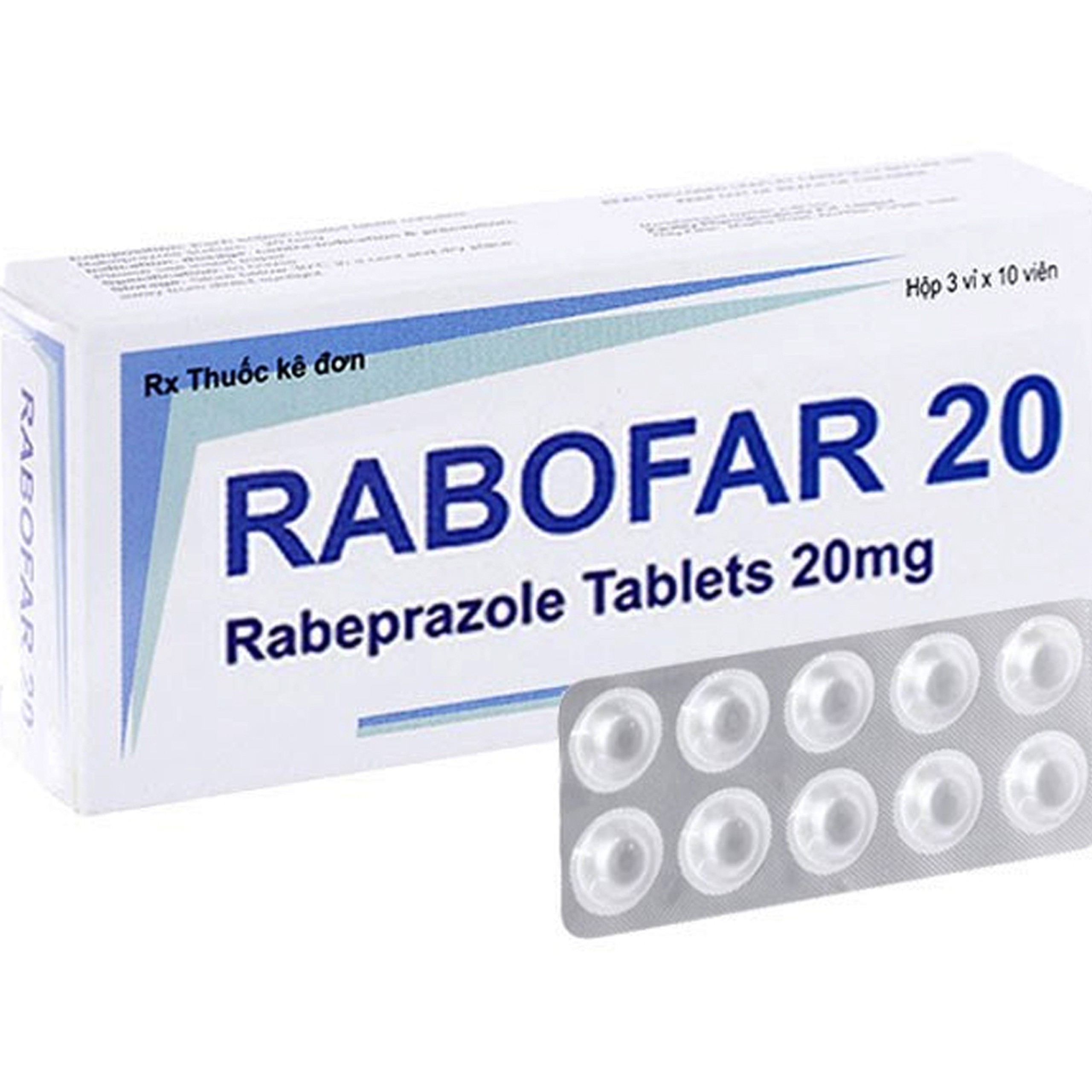 Thuốc Rabofar 20 Kwality Pharmaceutical điều trị loét dạ dày-tá tràng, viêm thực quản do trào ngược (3 vỉ x 10 viên)