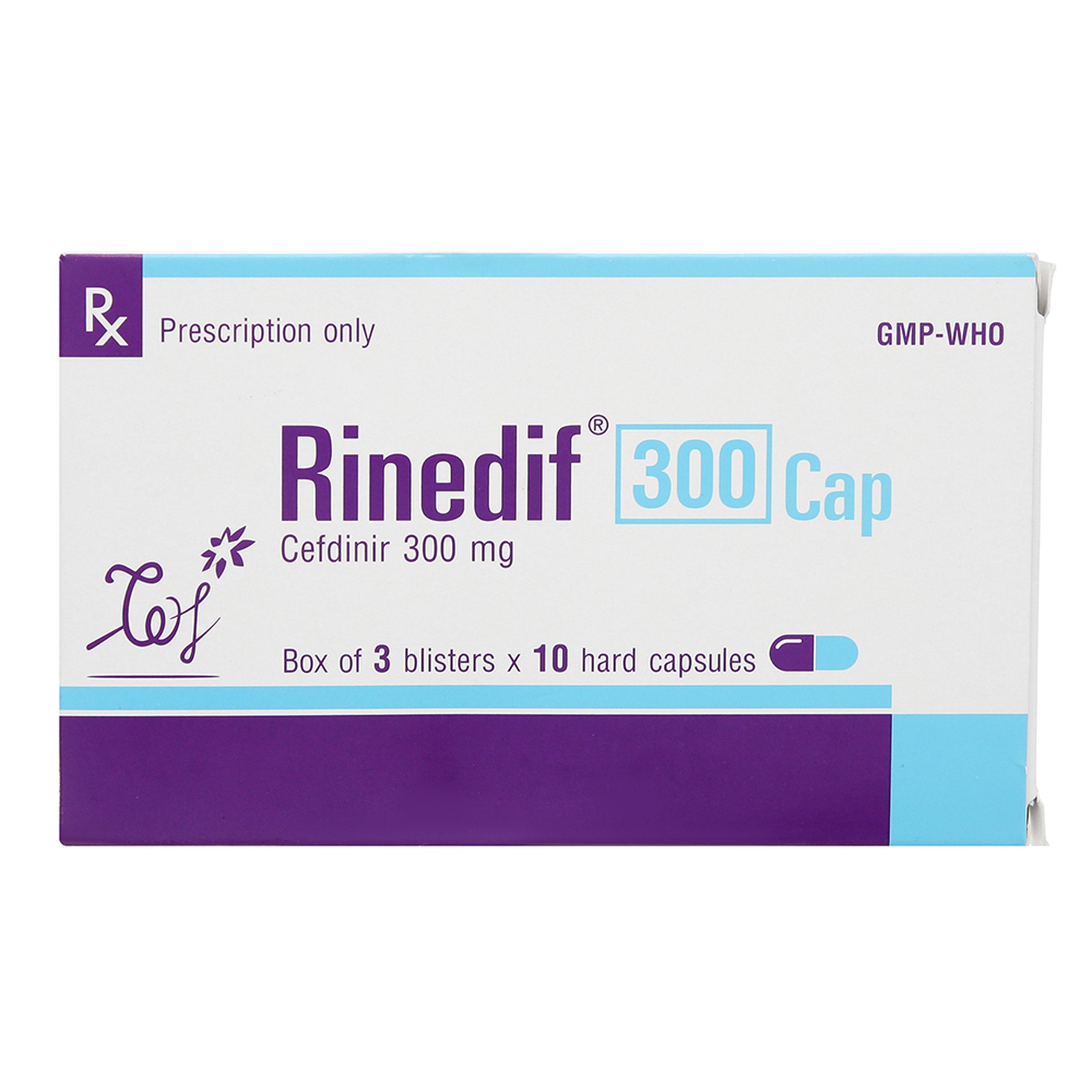 Thuốc Rinedif 300mg điều trị các chứng nhiễm khuẩn, viêm phổi, viêm phế quản (3 vỉ x 10 viên)