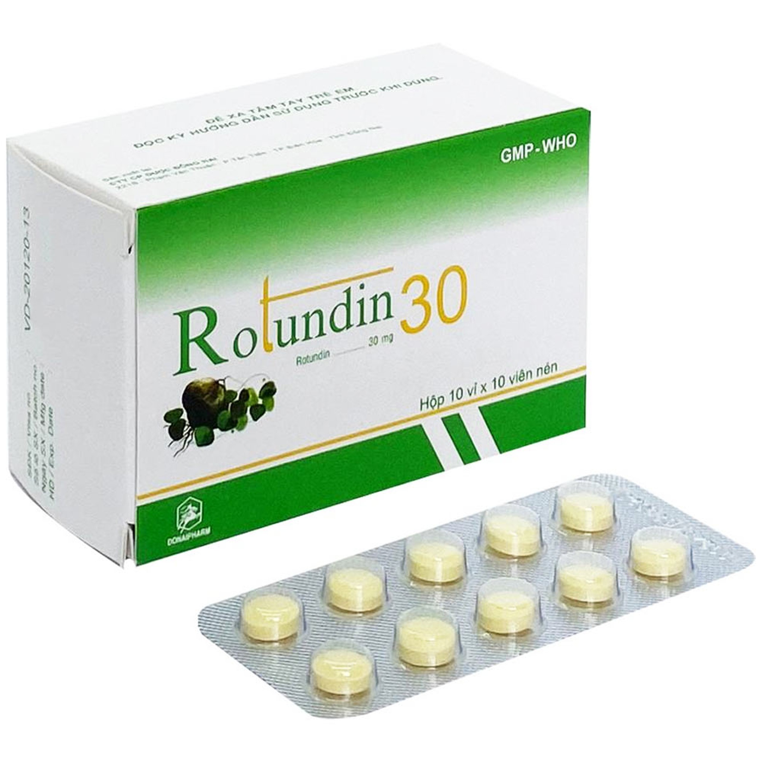 Thuốc Rotundin 30 Donaipharm điều trị căng thẳng, lo âu do mất ngủ, giấc ngủ đến chậm (10 vỉ x 10 viên)