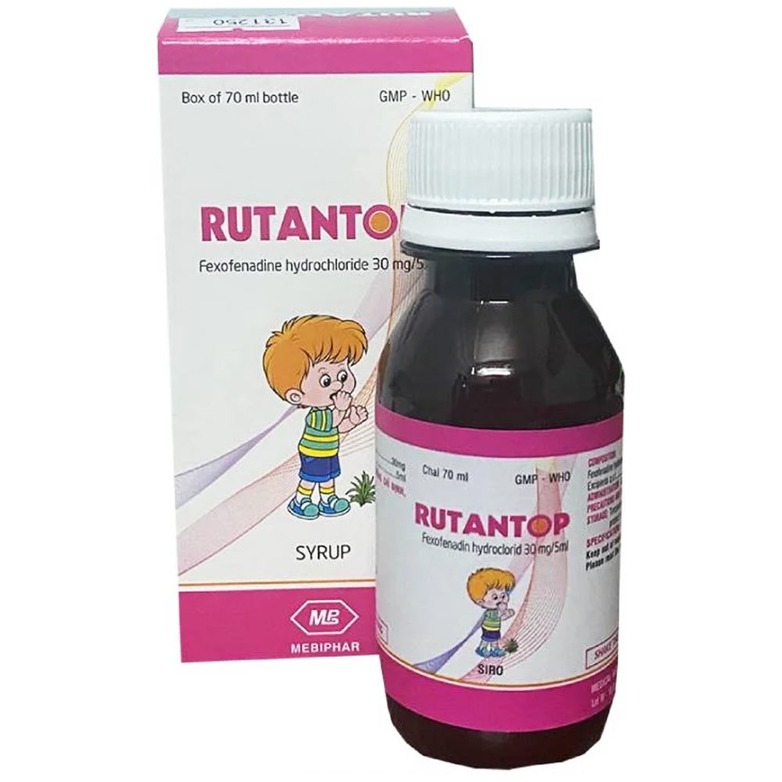 Siro Rutantop Mebiphar điều trị triệu chứng viêm mũi dị ứng, mày đay (70ml)