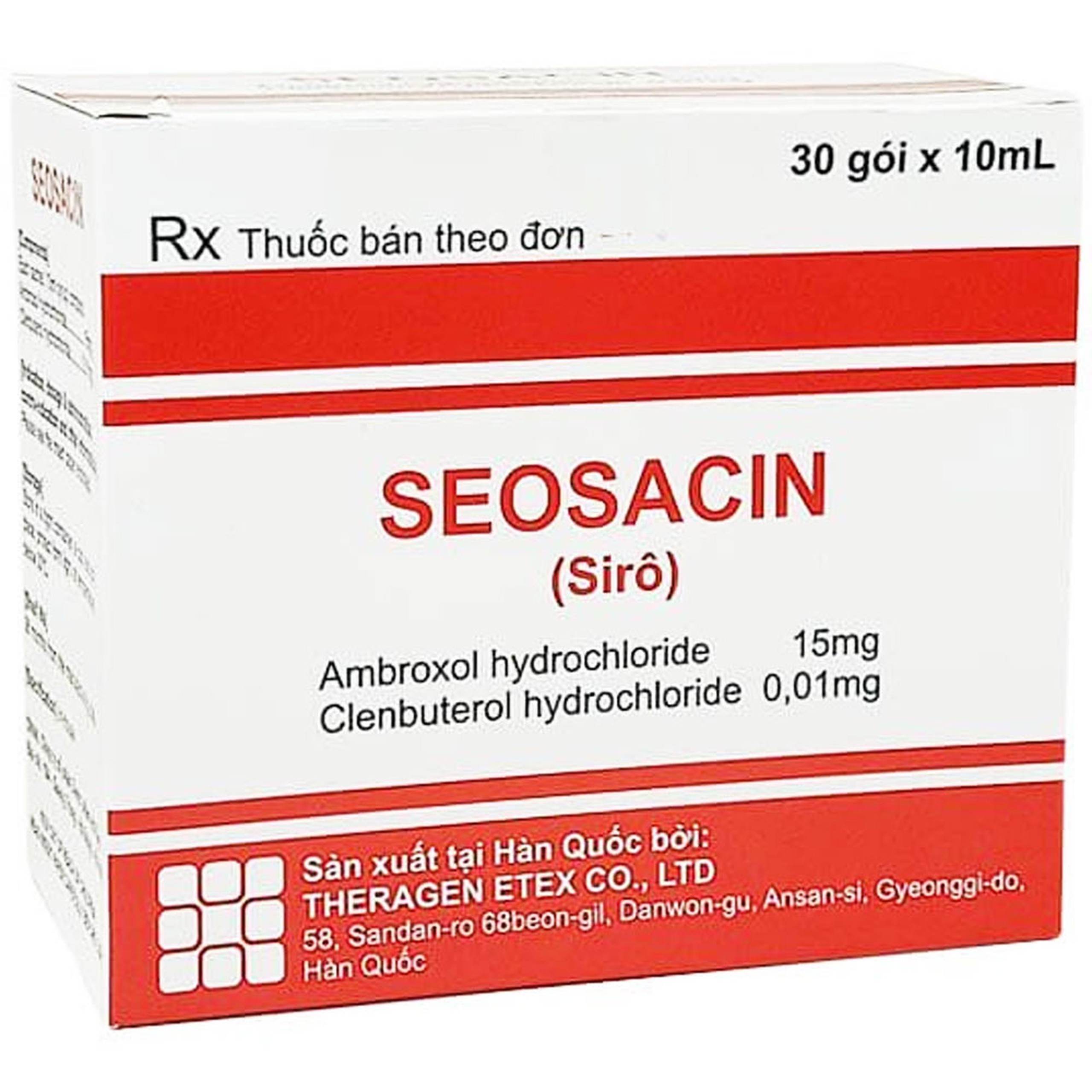 Siro Seosacin Theragen Etex điều trị hen phế quản, viêm phế quản cấp tính hoặc mãn tính (30 gói x 10ml)