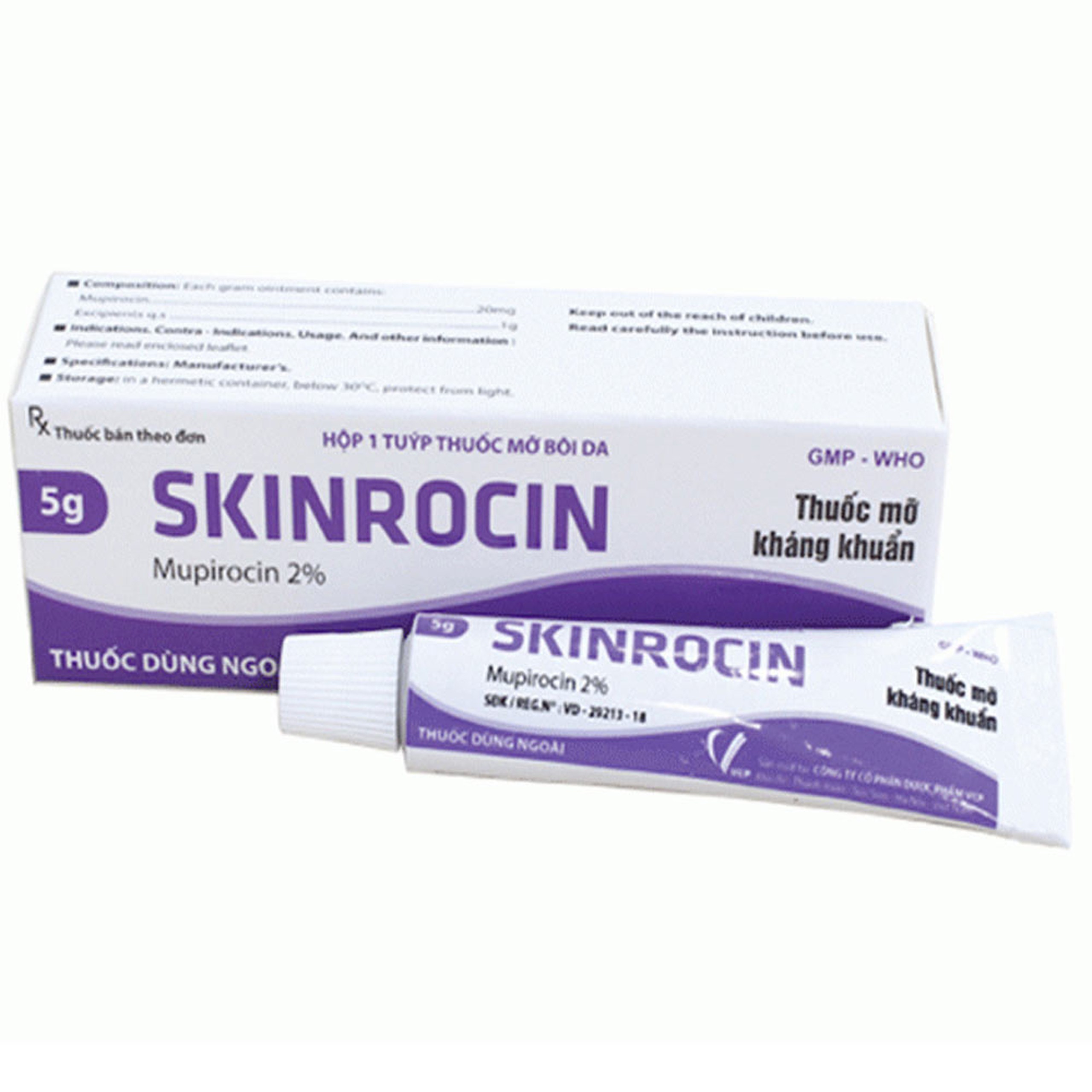 Thuốc Skinrocin VCP điều trị nhiễm khuẩn ngoài da (5g)