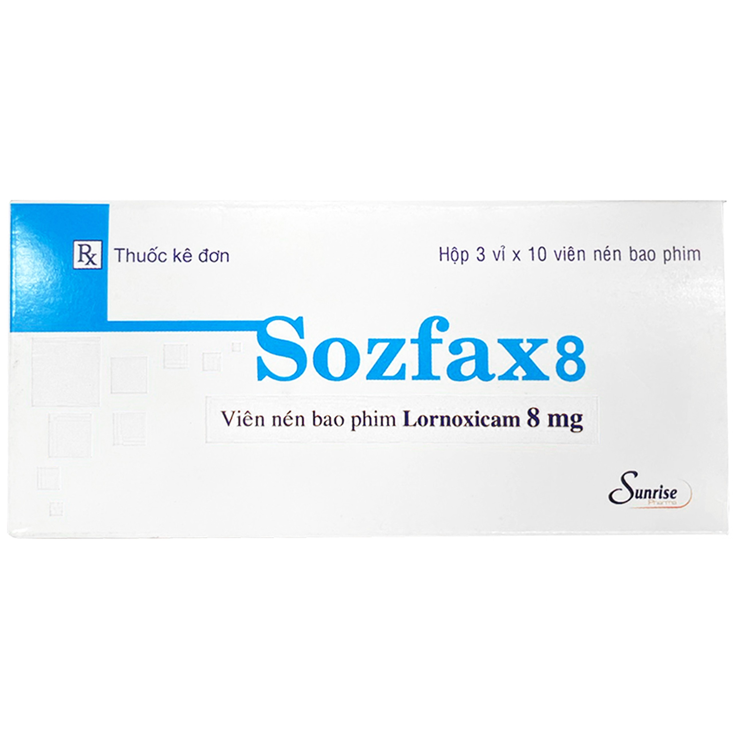 Thuốc Sozfax 8 Quang Minh điều trị đau và viêm trong viêm xương khớp, viêm khớp dạng thấp (3 vỉ x 10 viên)