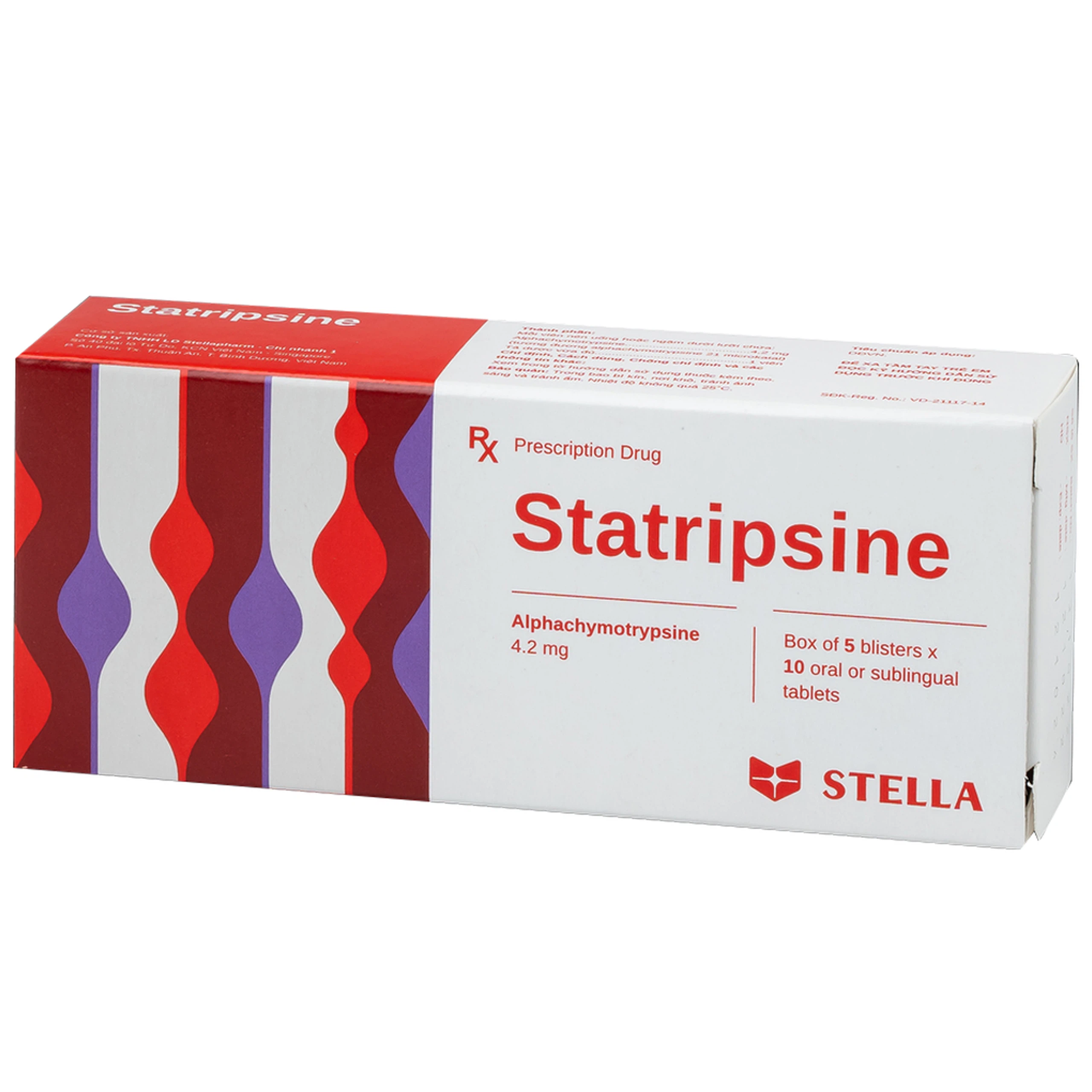 Thuốc Statripsine Stella điều trị phù nề sau chấn thương (5 vỉ x 10 viên)