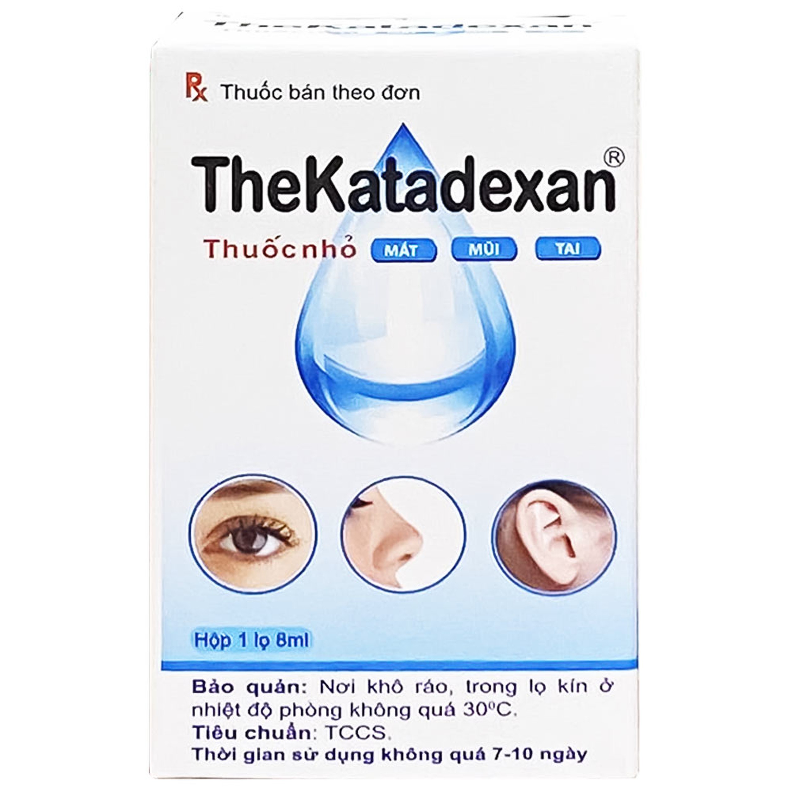 Thuốc nhỏ mắt mũi tai TheKatadexan dùng cho viêm kết mạc, giác mạc, viêm mũi, viêm tai ngoài (8ml)