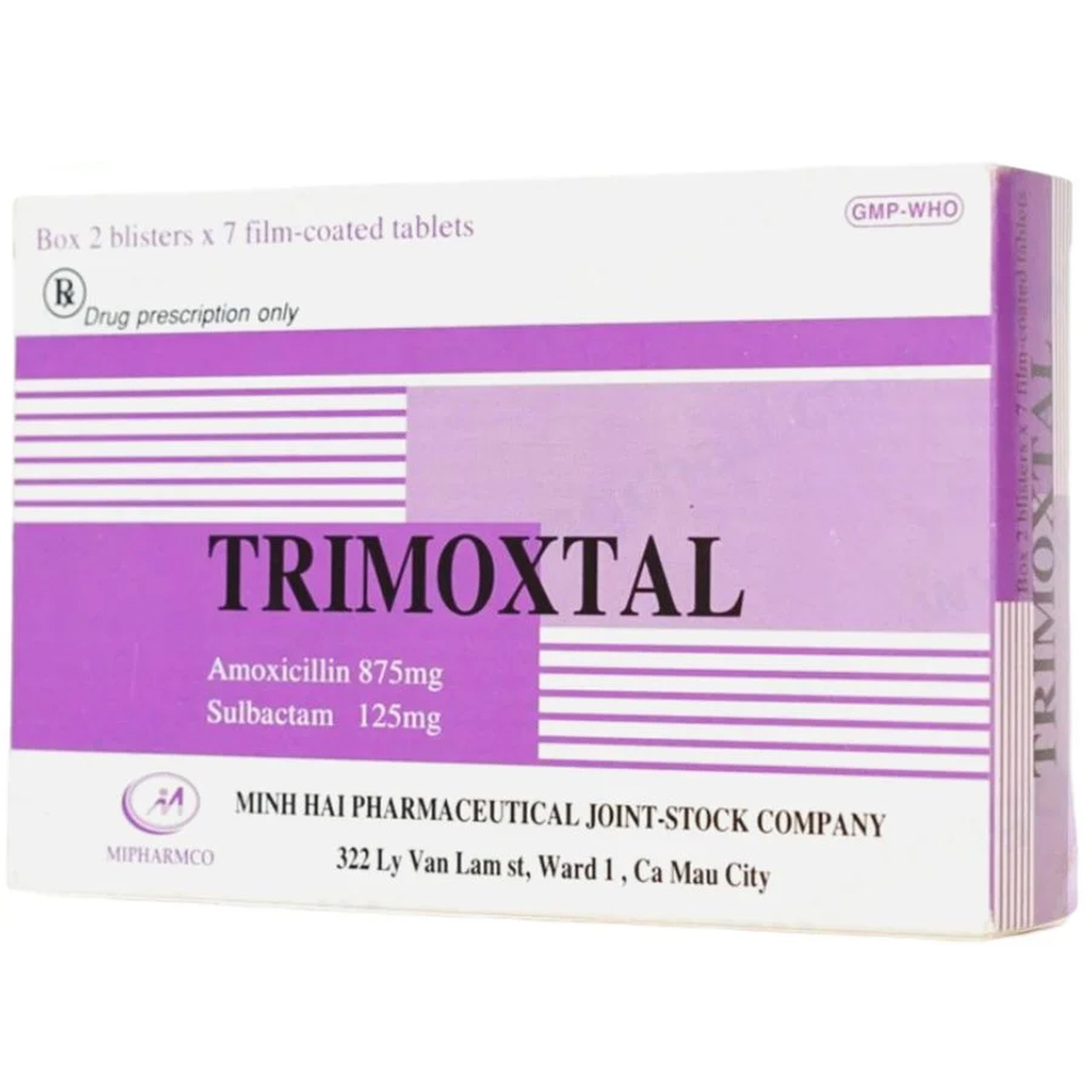 Thuốc Trimoxtal Minh Hải điều trị nhiễm trùng vùng miệng, đường hô hấp (2 vỉ x 7 viên)