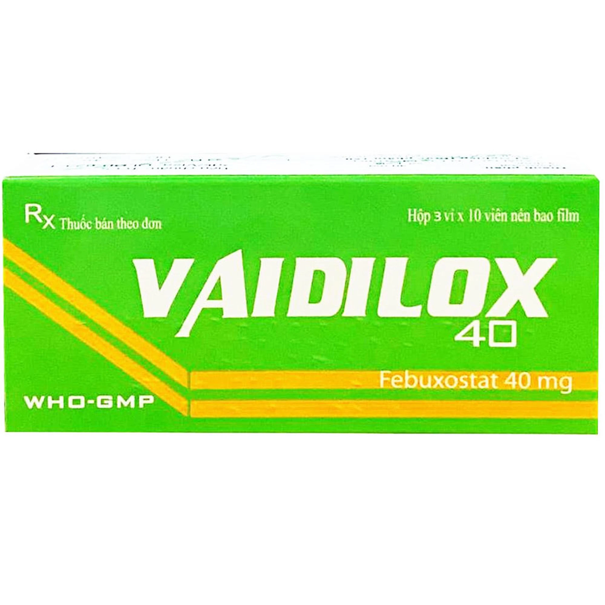 Thuốc Vaidilox 40m Armephaco điều trị tăng acid uric mạn tính (3 vỉ x 10 viên)
