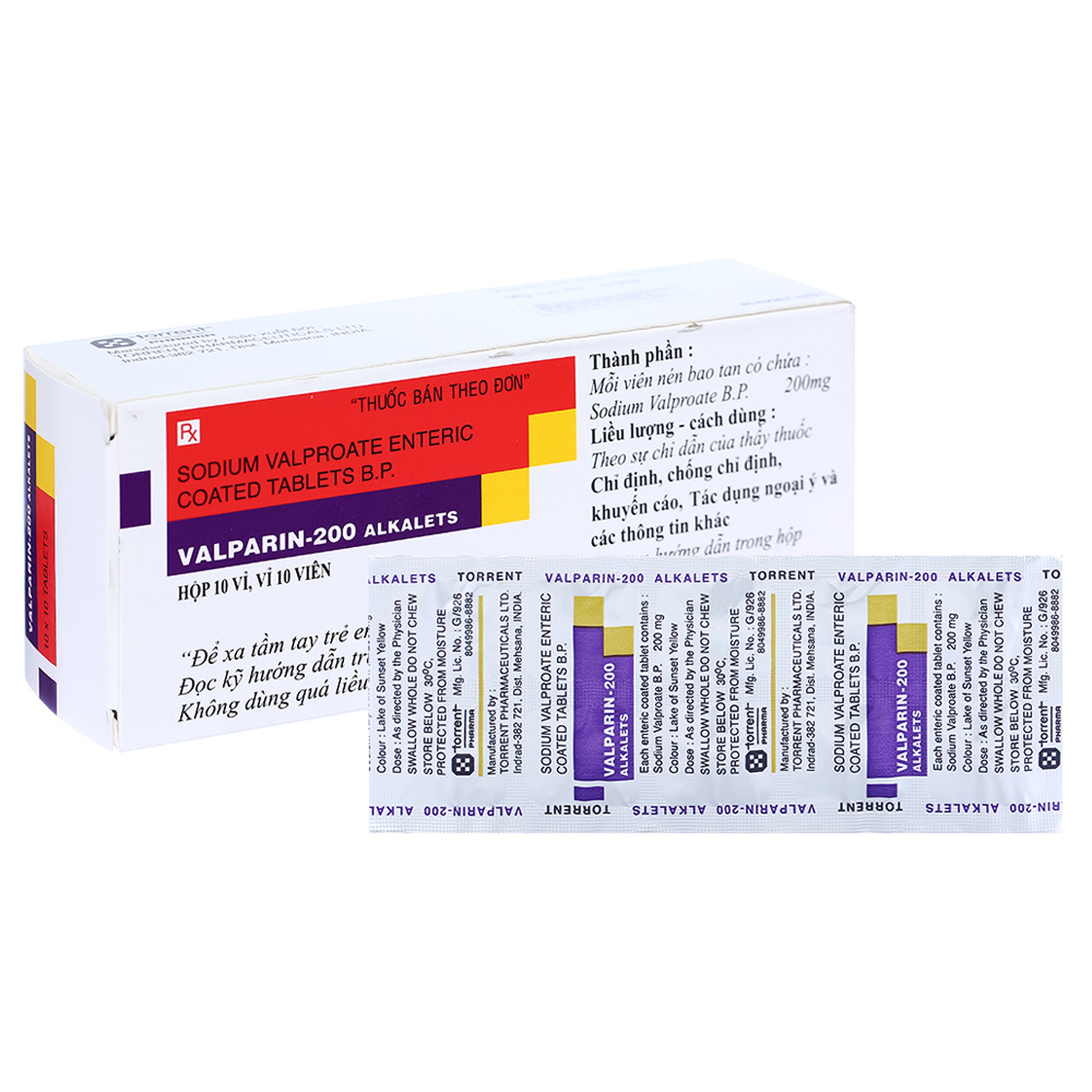 Thuốc Valparin-200 Torrent dùng trong các loại động kinh (10 vỉ x 10 viên)