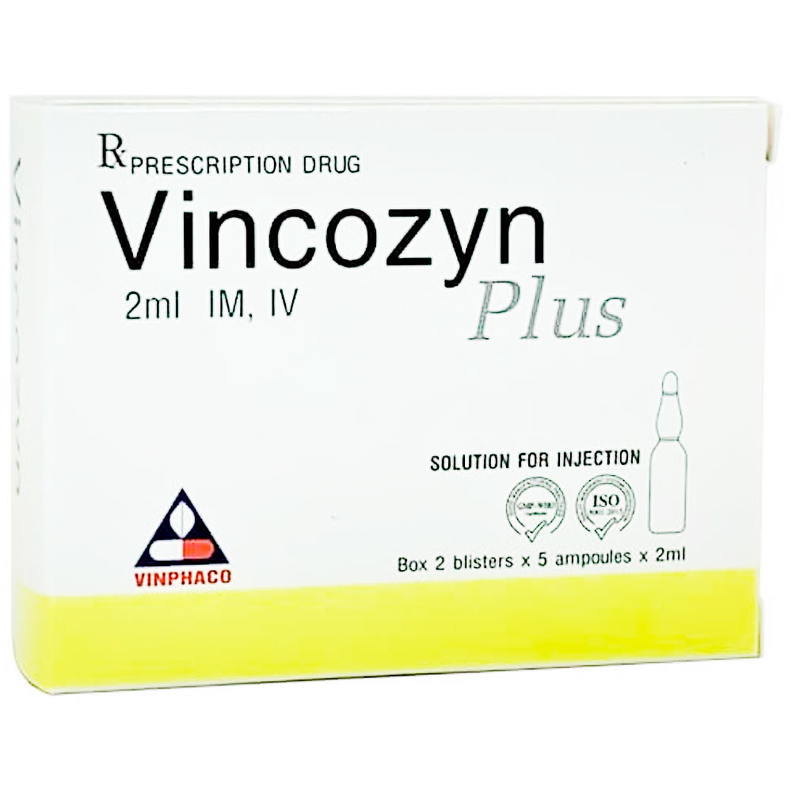 Dung dịch tiêm Vincozyn Plus 2ml Vinphaco phòng ngừa và điều trị các bệnh thiếu vitamin nhóm B (2 vỉ x 5 ống)