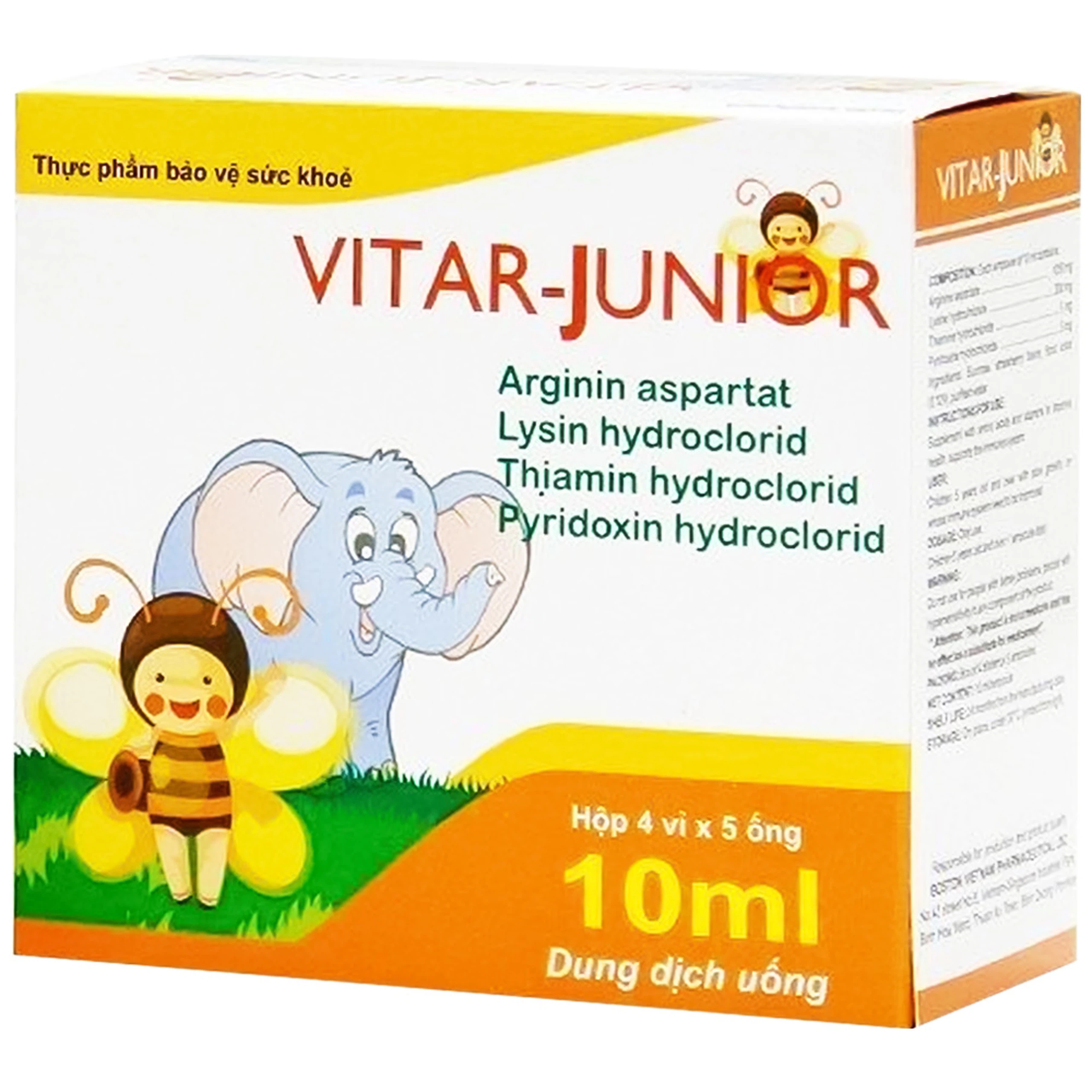 Dung dịch uống Vitar-Junior Boston bổ sung Acid Amin và Vitamin cho cơ thể (4 vỉ x 5 ống x 10 ml)