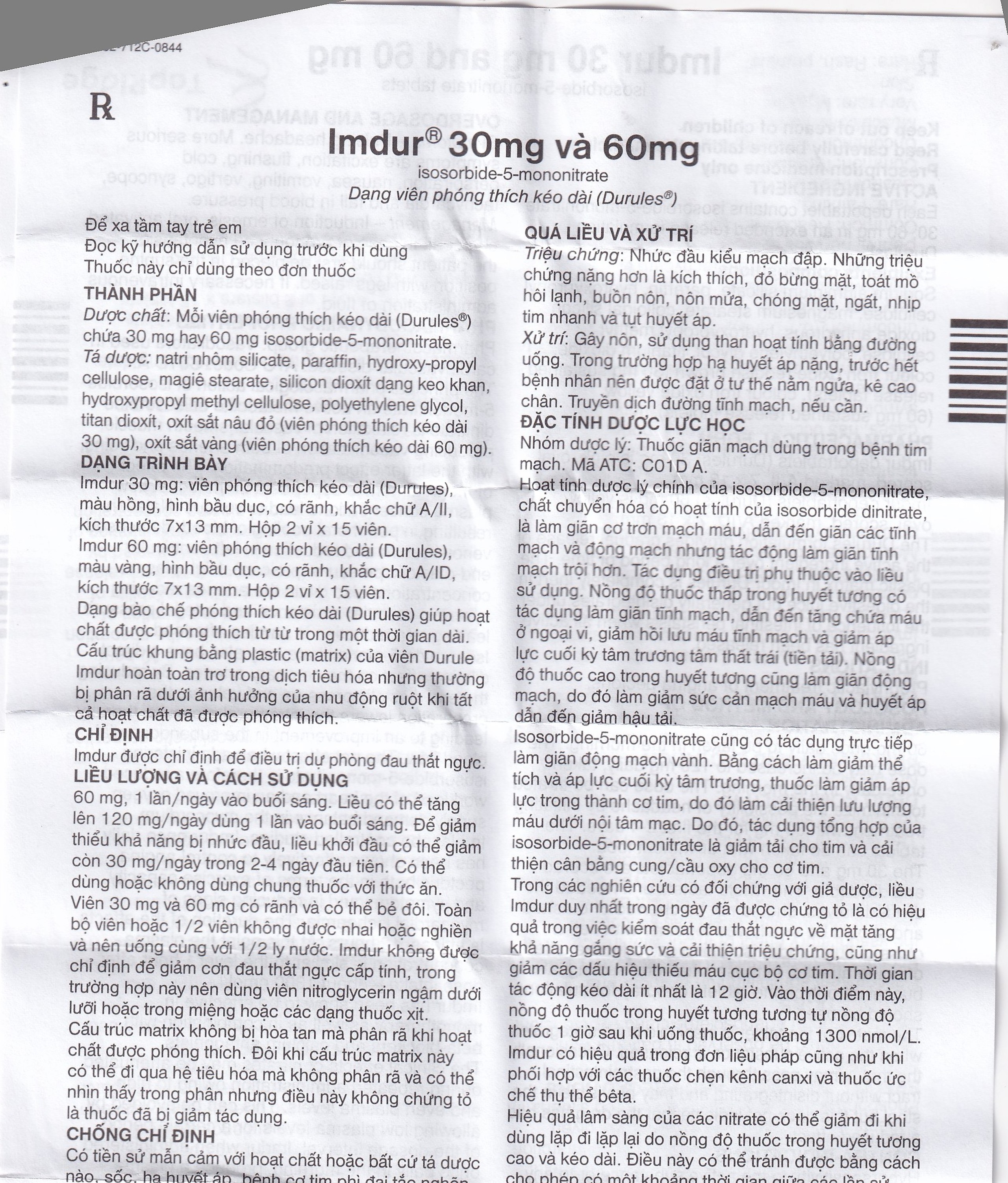 Thuốc Imdur 30mg AstraZeneca điều trị dự phòng đau thắt ngực (2 vỉ x 15 viên)
