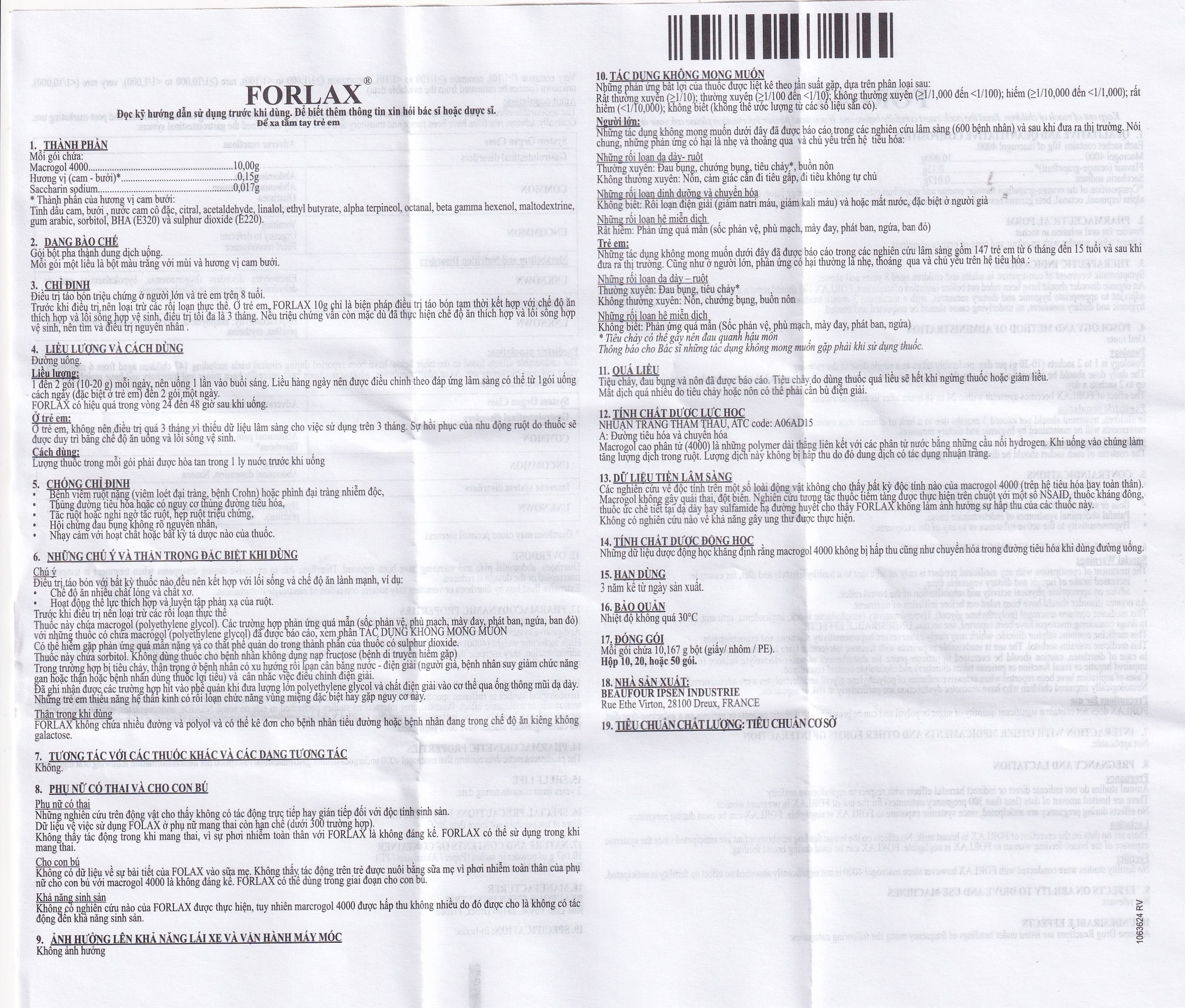 Bột Forlax Ipsen điều trị táo bón (20 gói)