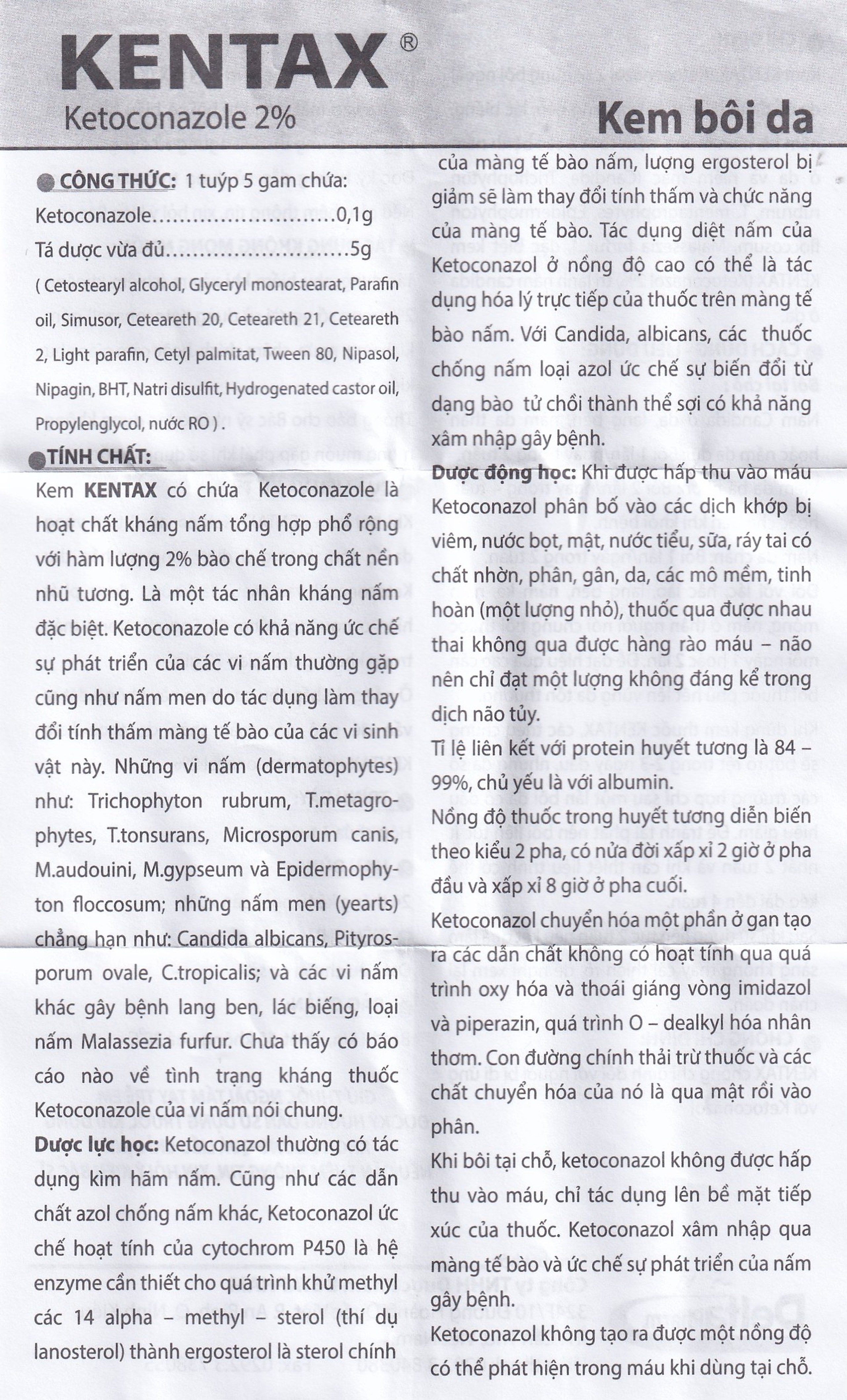 Kem bôi da Kentax Detapharm điều trị lác, lang ben, lác biếng, nấm kẽ (5g)