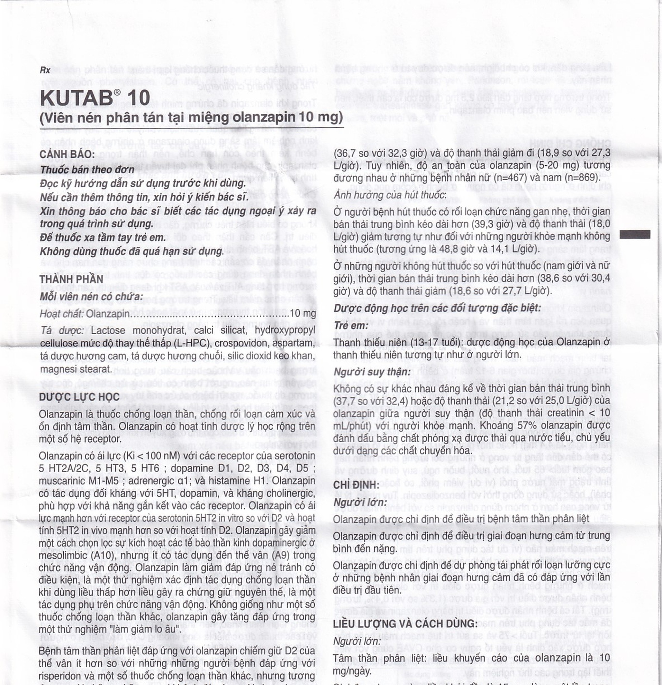 Thuốc Kutab 10 Levis điều trị tâm thần phân liệt, giai đoạn hưng cảm vừa đến nặng (12 vỉ x 7 viên)