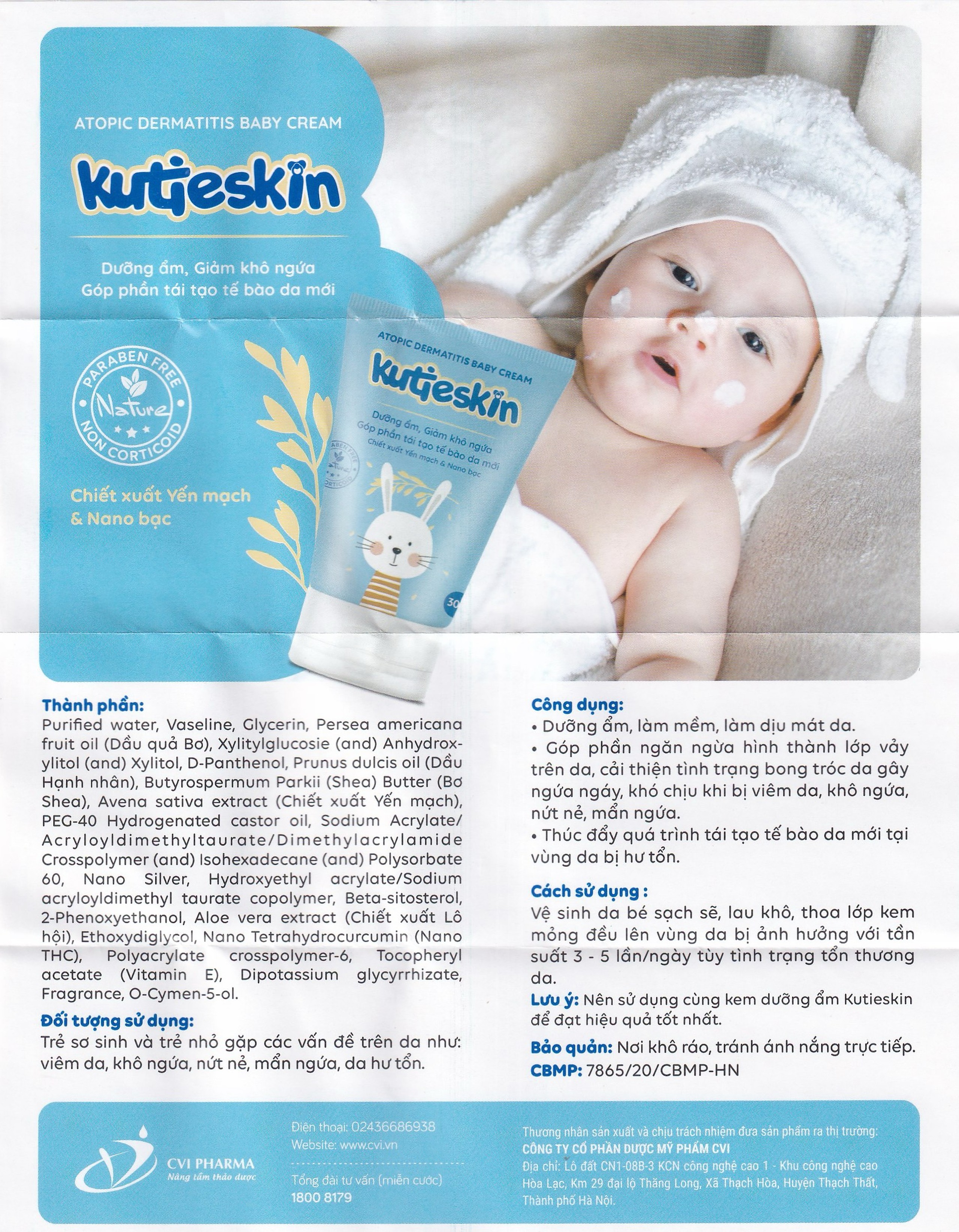 Kem bôi Kutieskin hỗ trợ cải thiện tình trạng chàm sữa và dưỡng ẩm cho da bé (30g)