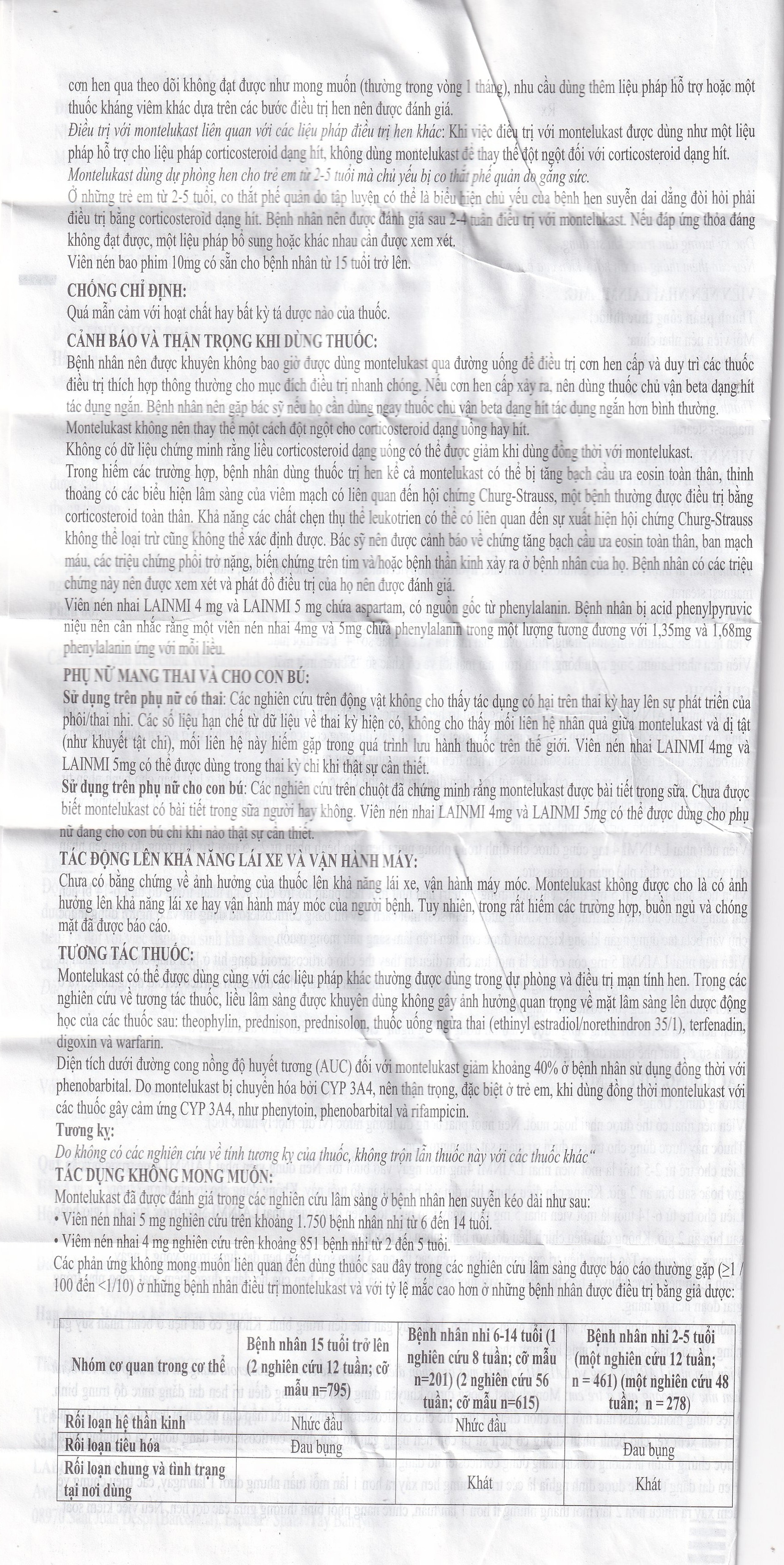 Thuốc Lainmi 4mg Lesvi phòng ngừa và điều trị hen (4 vỉ x 7 viên)