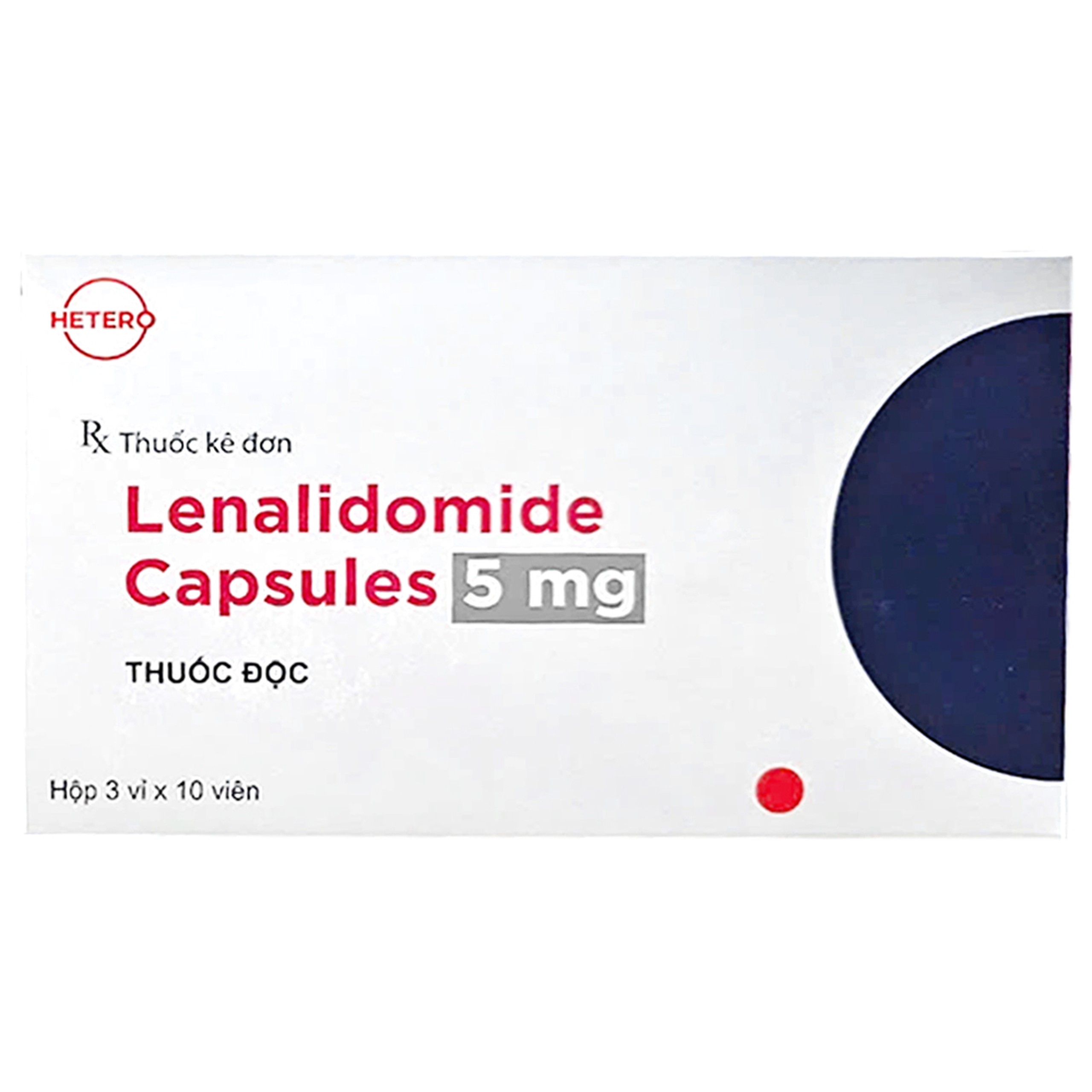 Thuốc Lenalidomide Capsules 5mg Hetero điều trị ung thư  (3 vỉ x 10 viên)