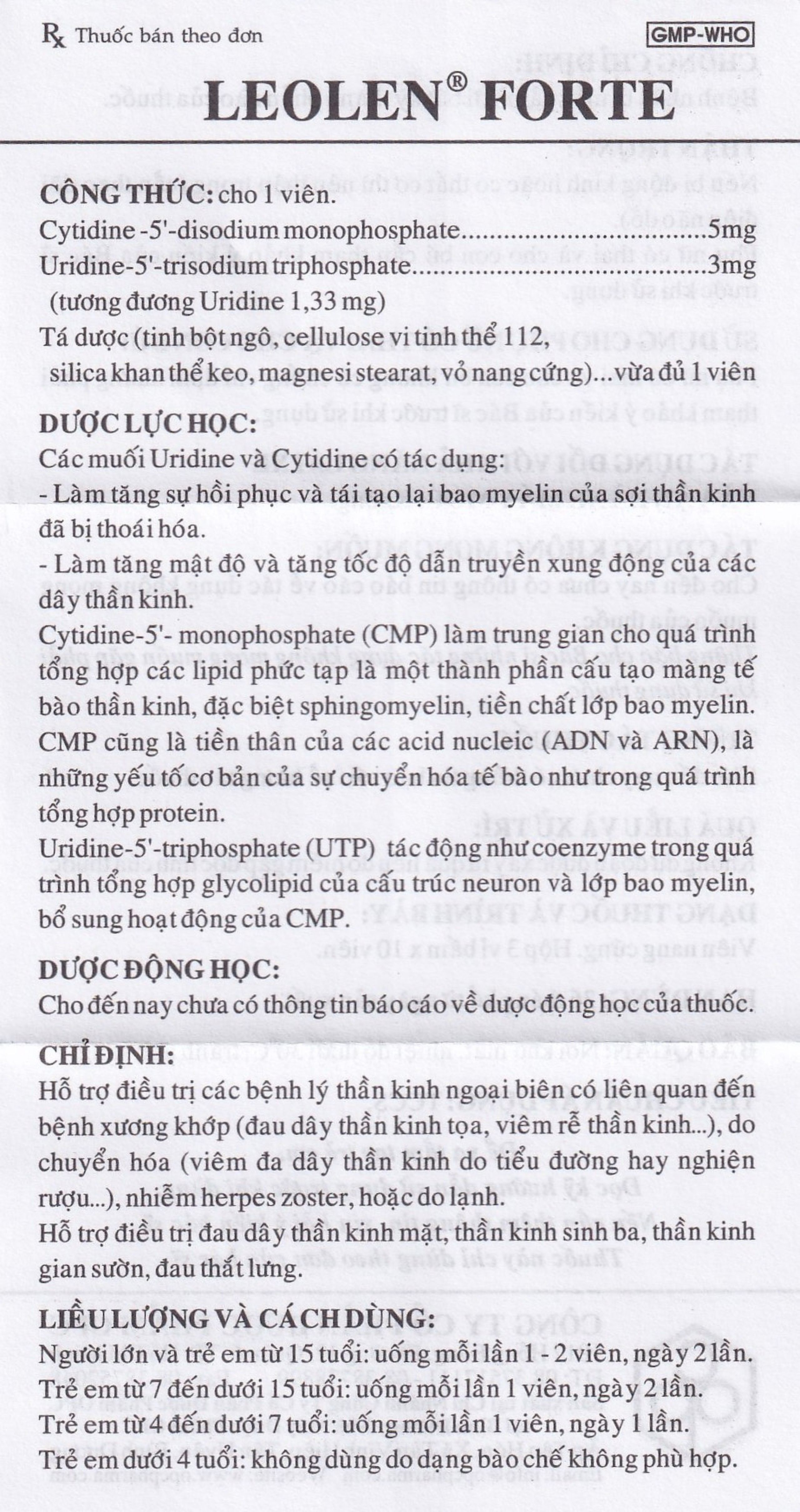 Viên nang cứng Leolen Forte OPC điều trị đau dây thần kinh (3 vỉ x 10 viên)
