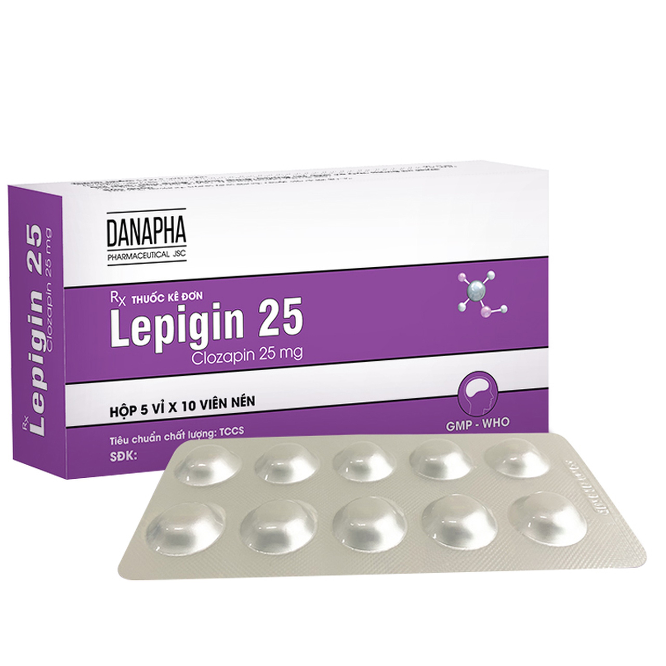 Thuốc Lepigin 25mg Danapha điều trị bệnh tâm thần phân liệt mãn tính (50 viên)