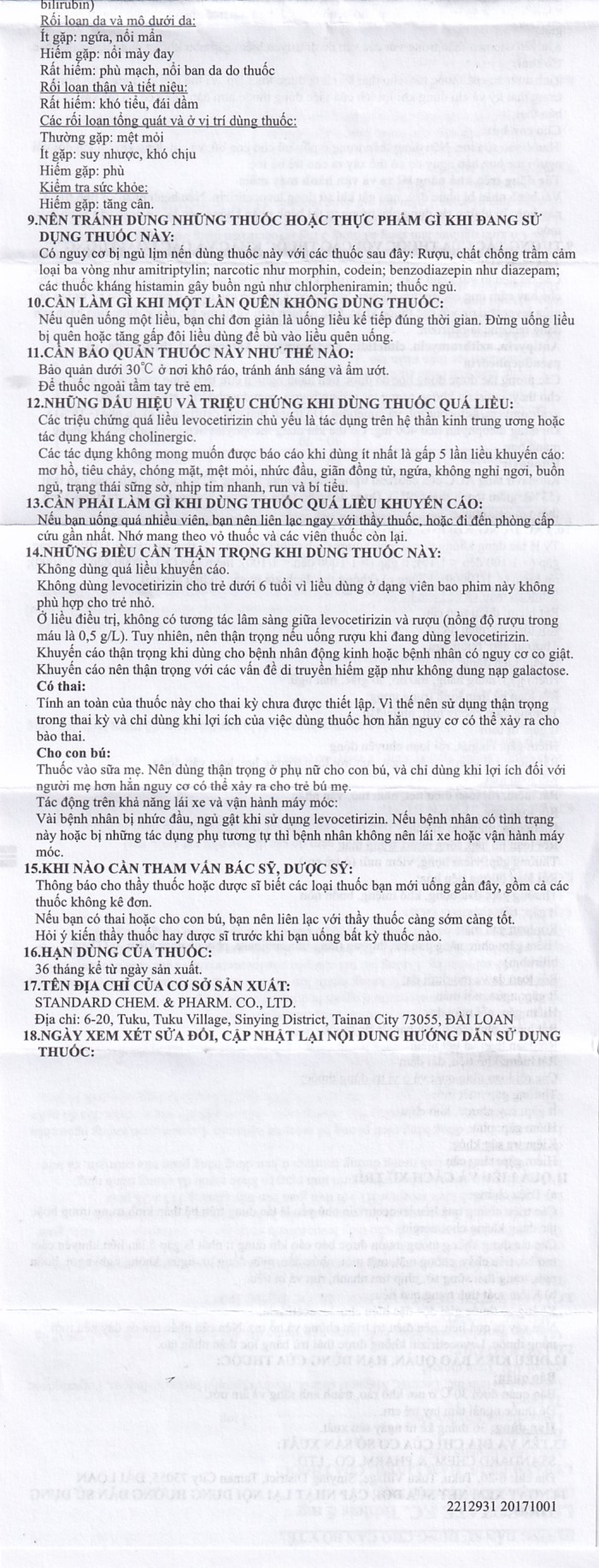 Thuốc Levocozate 5mg dùng trong điều trị viêm mũi dị ứng theo mùa, dị ứng kinh niên, nổi mề đay tự phát (10 vỉ x 10 viên)  
