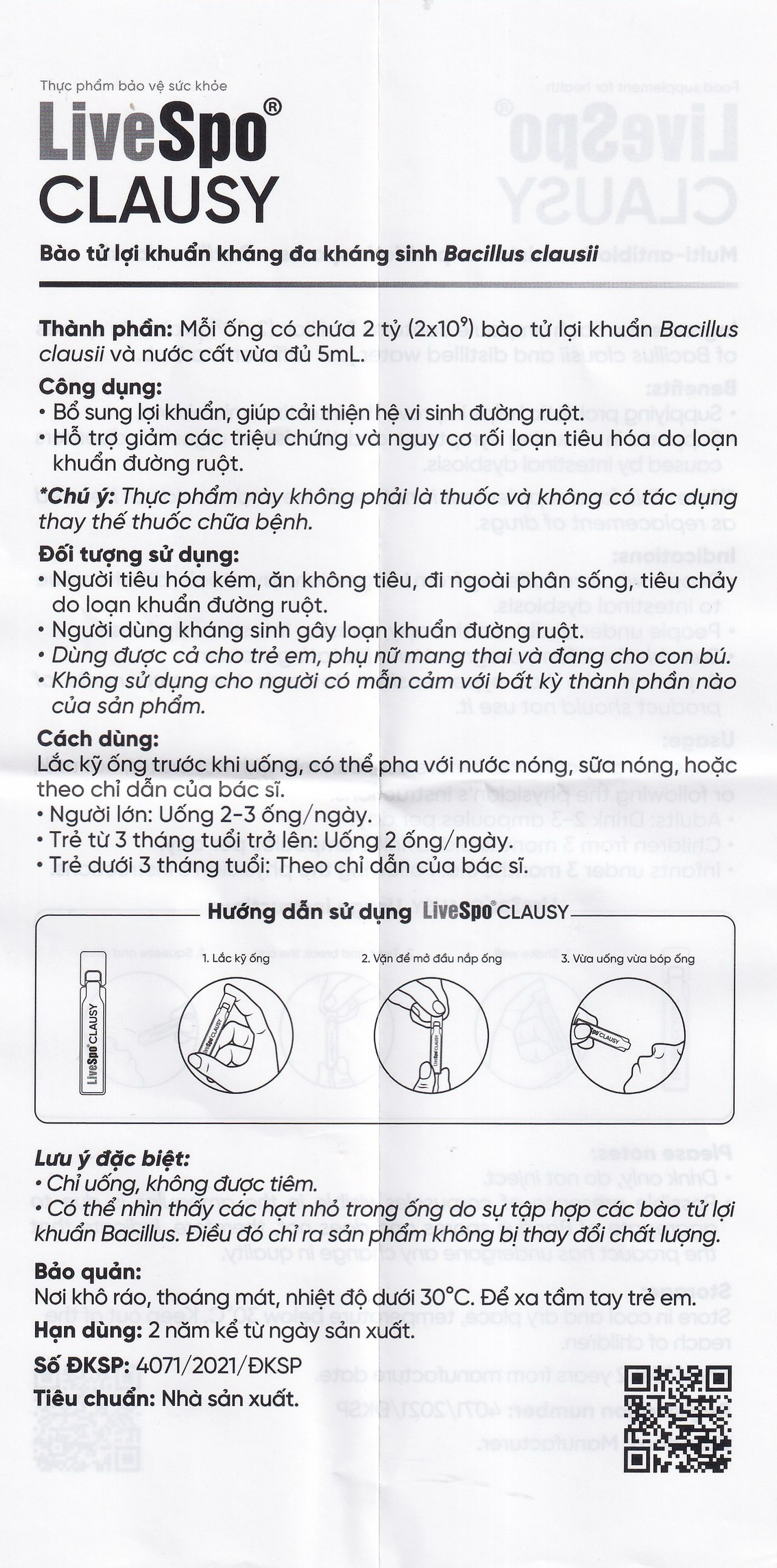 Dung dịch LiveSpo Clausy bổ sung lợi khuẩn, giúp cân bằng hệ vi sinh đường ruột (25 ống x 5ml)