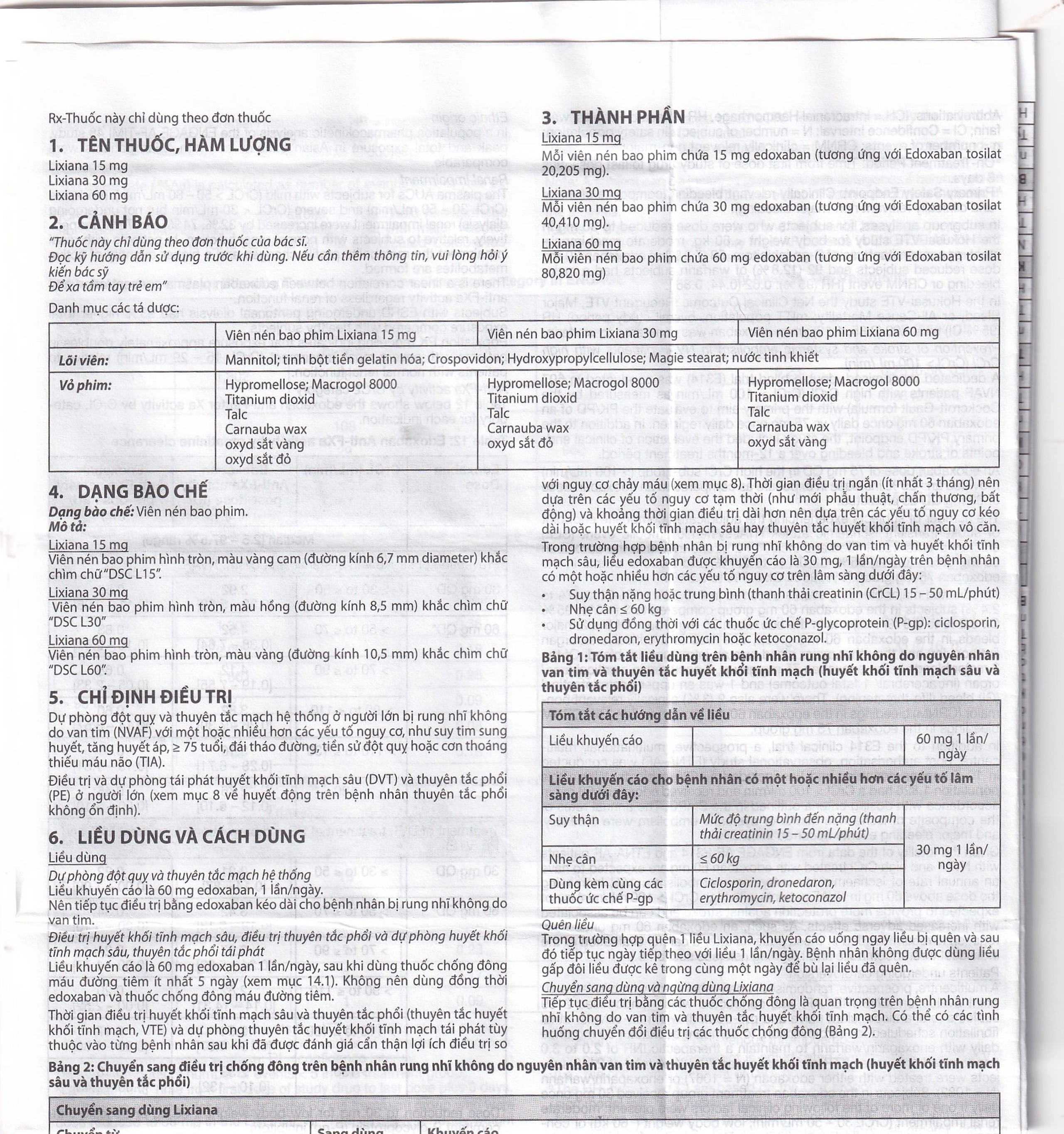 Thuốc Lixiana 60mg Daiichi-Sankyo phòng ngừa đột quỵ và cục máu đông (2 vỉ x 14 viên)