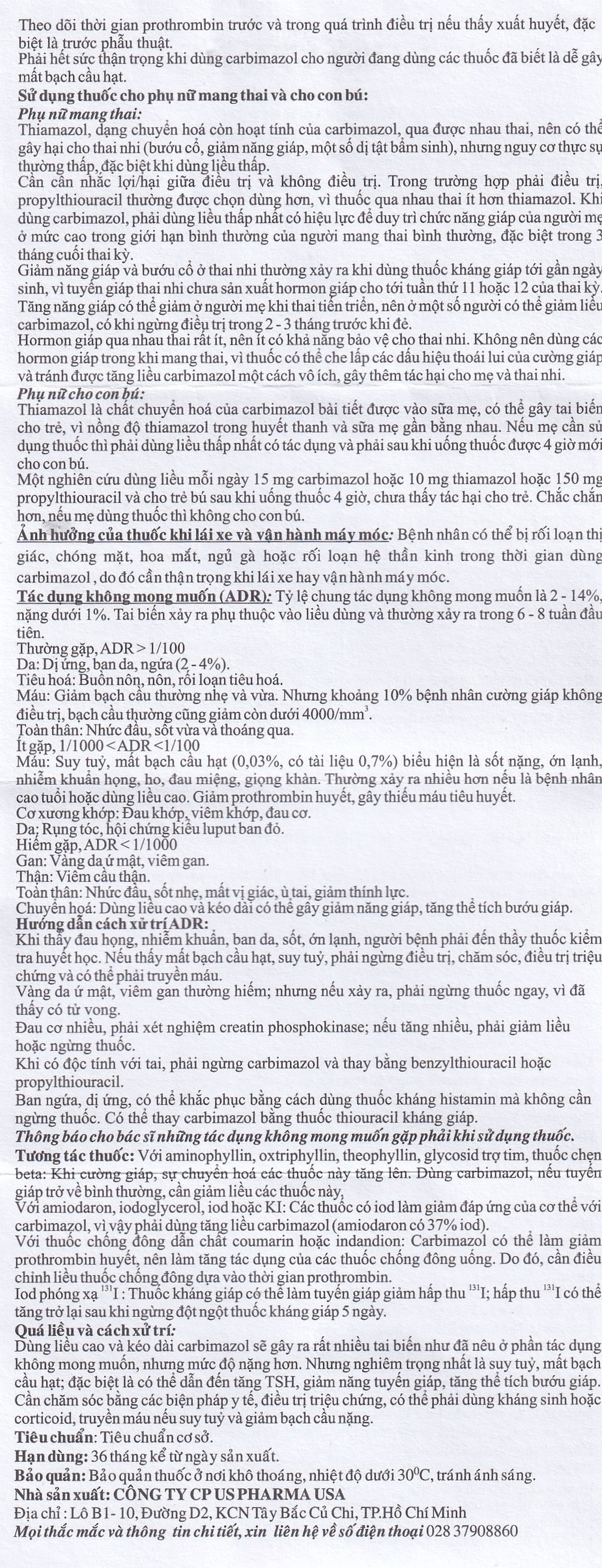 Thuốc Lomazole 5mg US Pharma điều trị bệnh Basedow, nhiễm độc tuyến giáp, cường giáp khi thai nghén (10 vỉ x 10 viên)