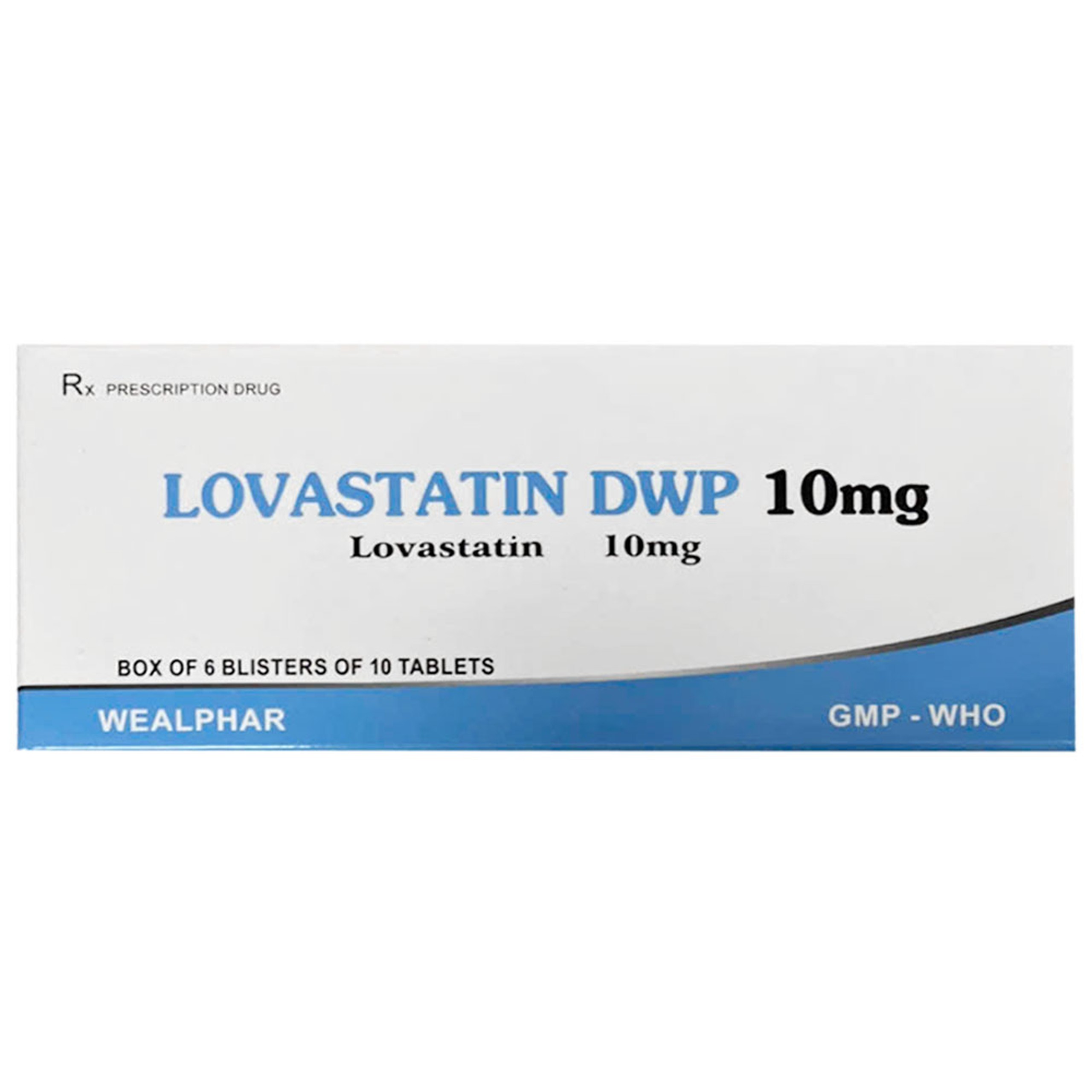 Thuốc Lovastatin Dwp 10mg Wealphar hỗ trợ điều trị tăng cholesterol máu tiên phát (6 vỉ x 10 viên)