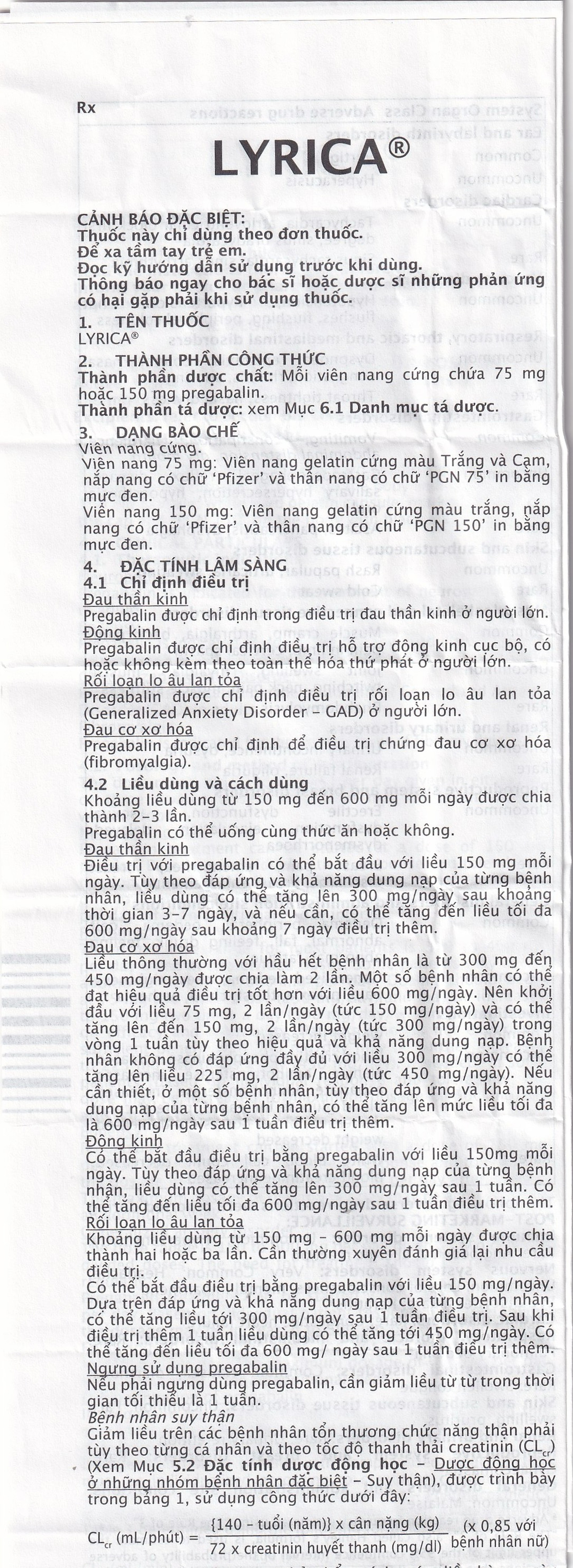Viên nang cứng Lyrica 75mg Viatris điều trị đau thần kinh, động kinh cục bộ (4 vỉ x 14 viên) 