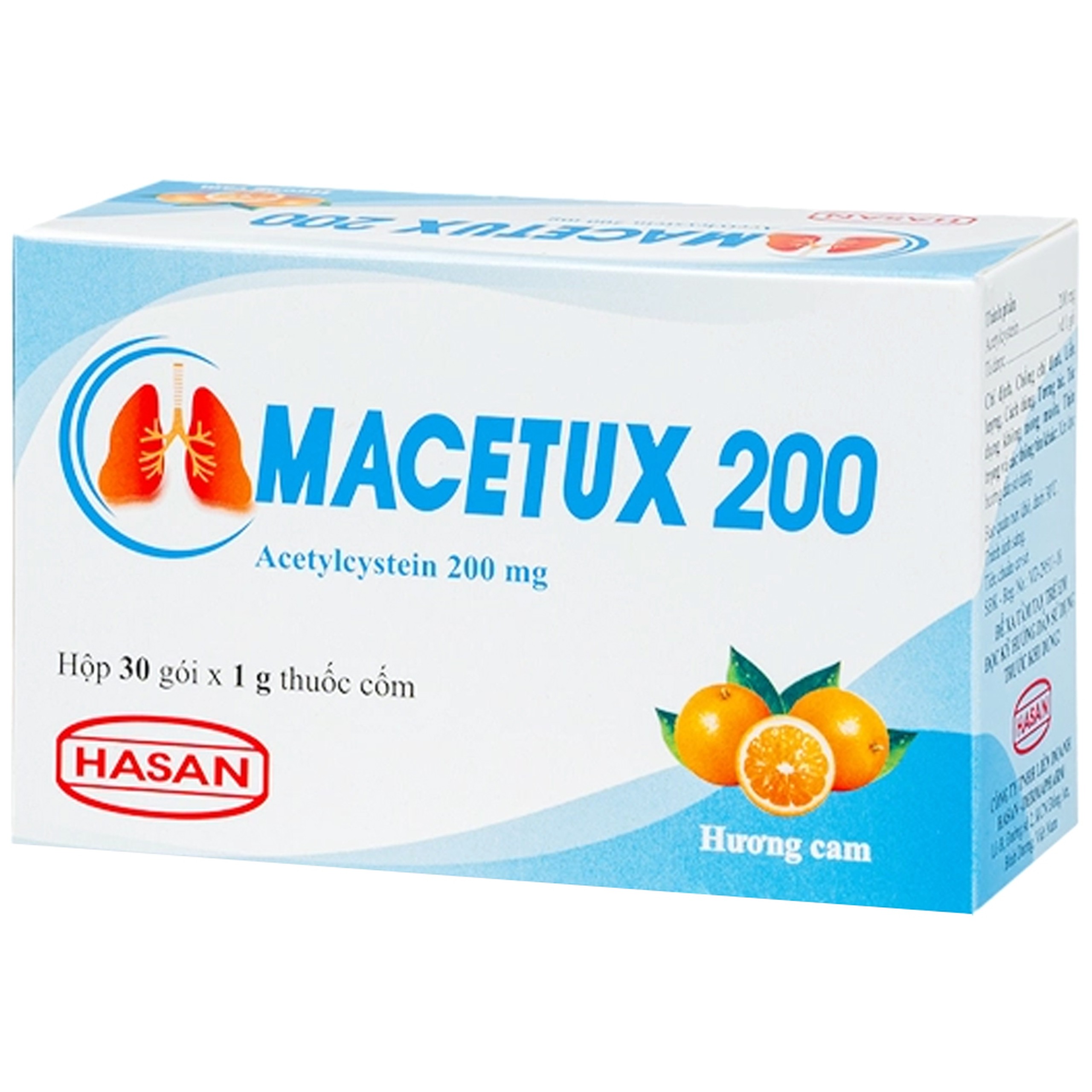 Thuốc Macetux 200 Hasan điều trị rối loạn tiết dịch phế quản (30 gói x 1g)