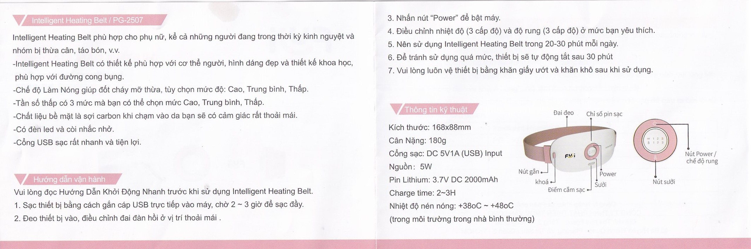 Máy massage (mát xa) bụng Fuji PG-2507 giúp làm ấm đều vùng bụng