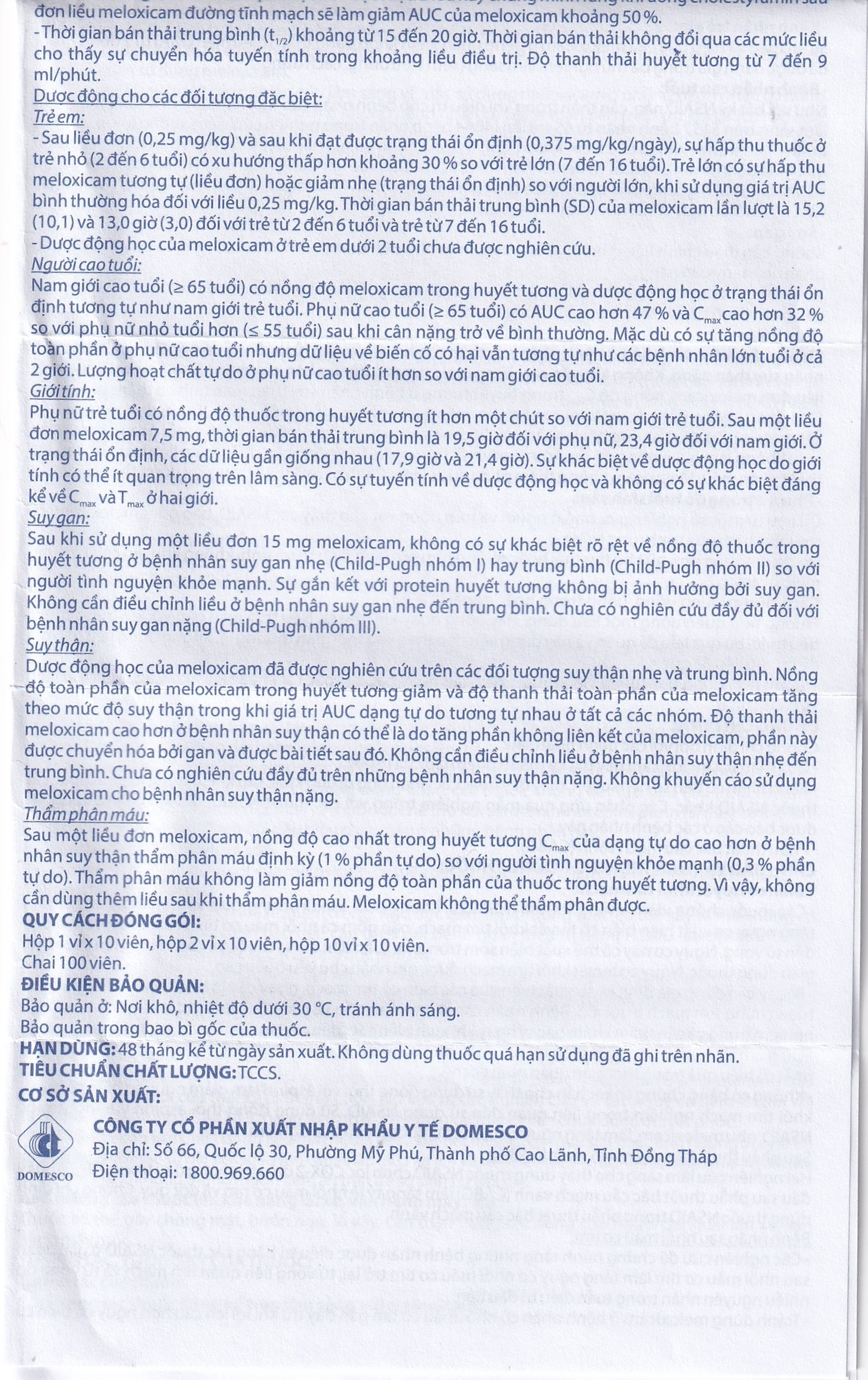 Thuốc Meloxicam 7.5mg điều trị viêm xương khớp, viêm cột sống (2 vỉ x 10 viên)