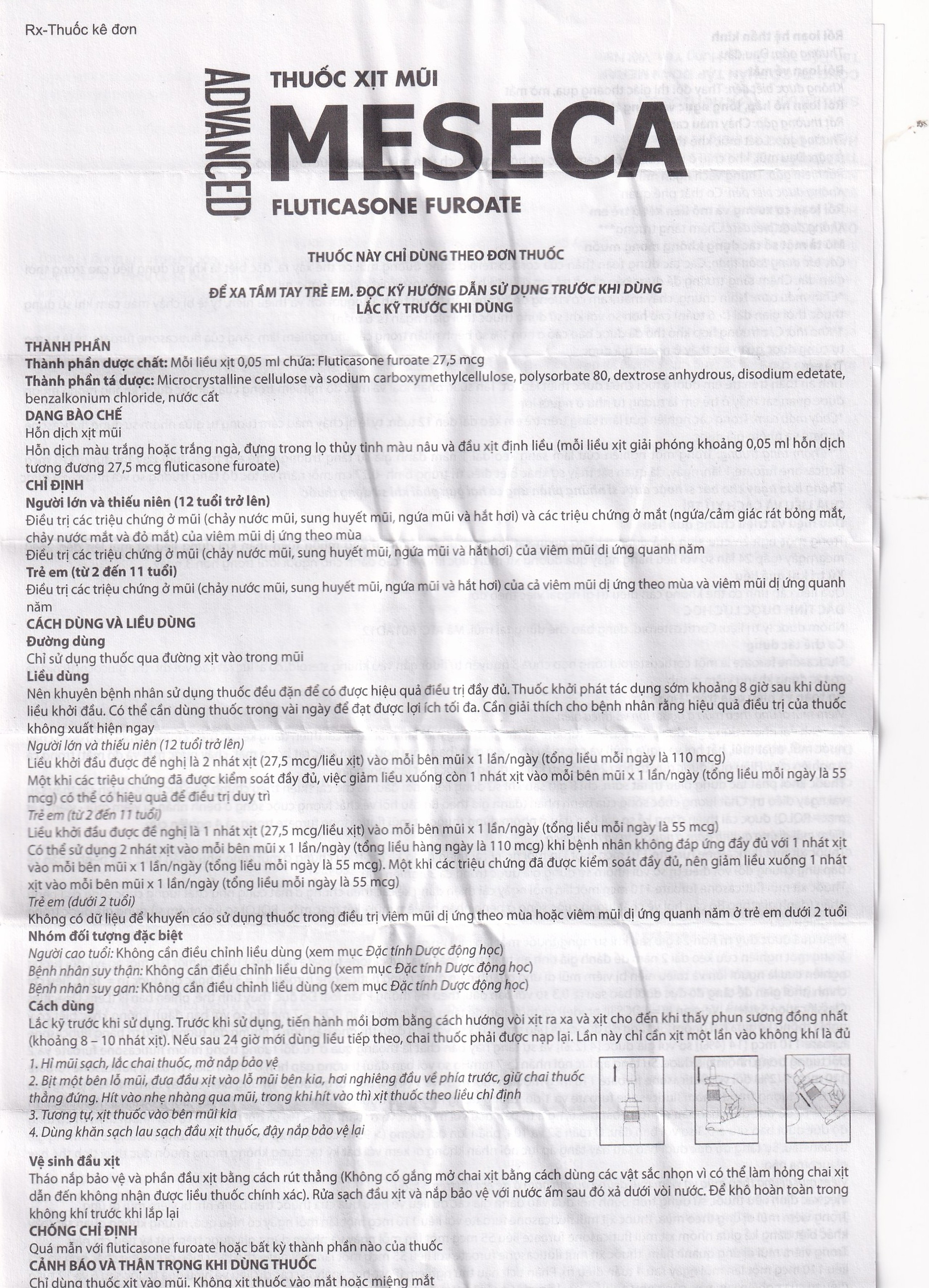 Thuốc xịt mũi Meseca Advanced Merap điều trị các triệu chứng chảy nước mũi, sung huyết mũi, ngứa mũi (60 liều)
