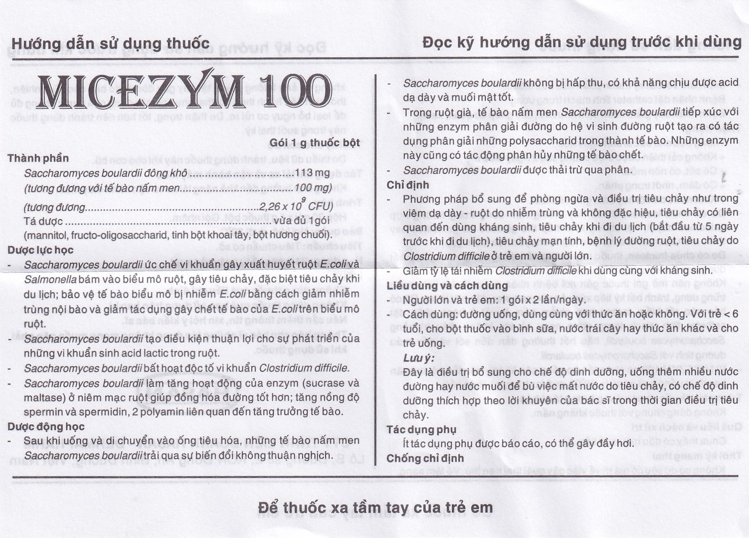 Thuốc bột Micezym 100 Hasan phòng ngừa và điều trị tiêu chảy (30 gói x 1g))