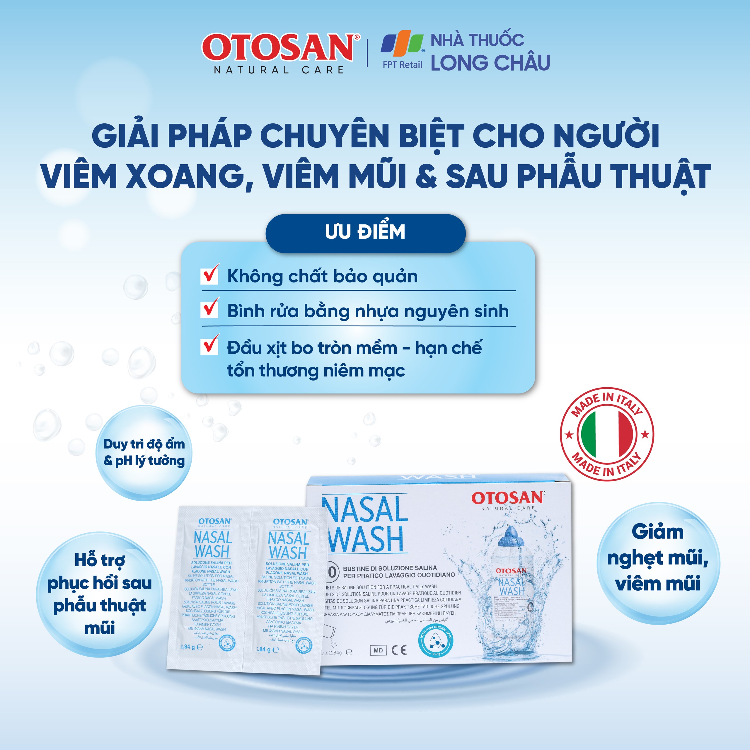 Muối rửa mũi xoang Otosan Nasal Wash (30 gói) làm sạch sâu, ngừa viêm xoang, viêm mũi dành cho trẻ từ 1 tuổi trở lên