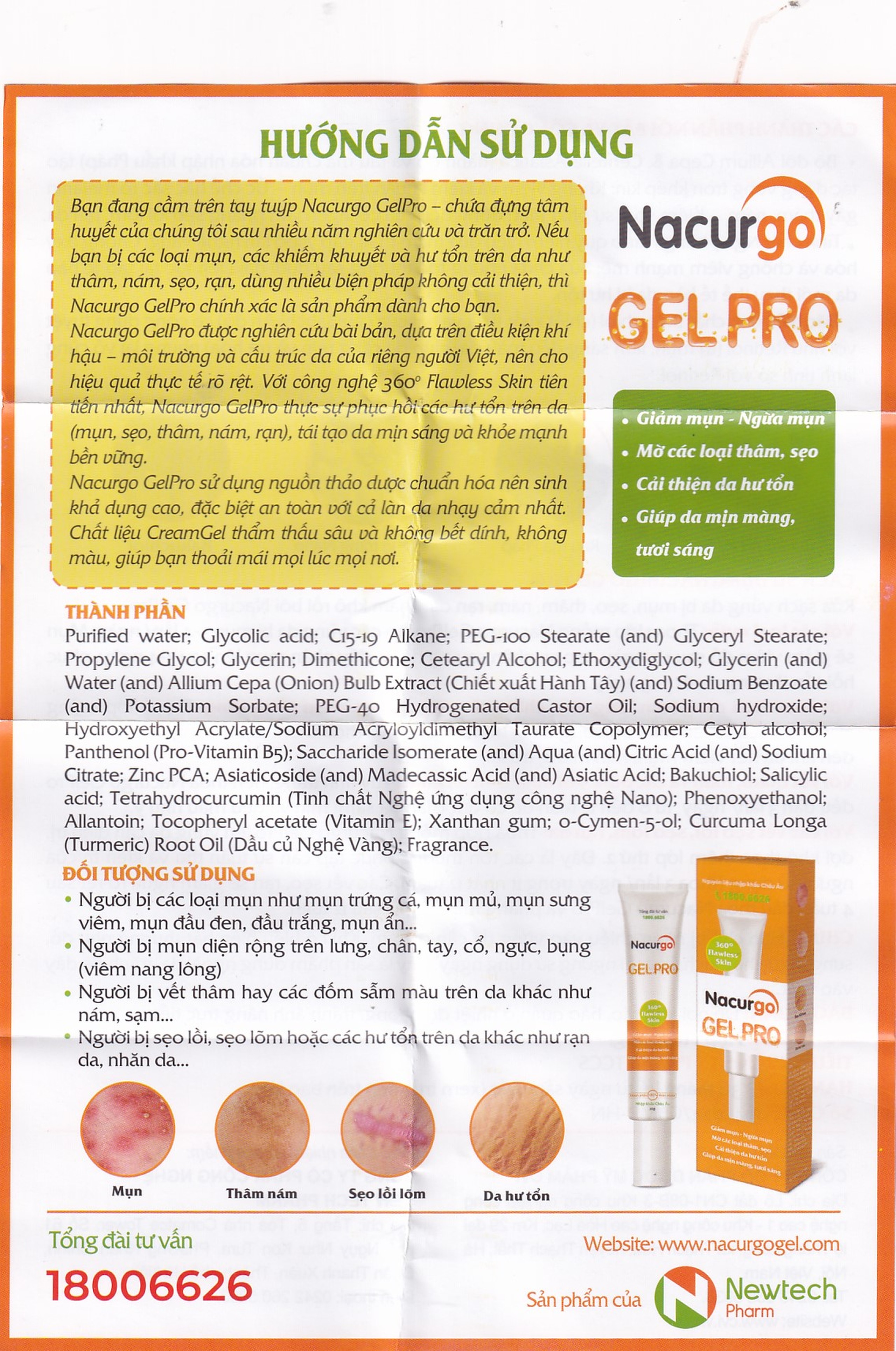 Gel bôi Nacurgo Gelpro giảm thâm sẹo (20g)