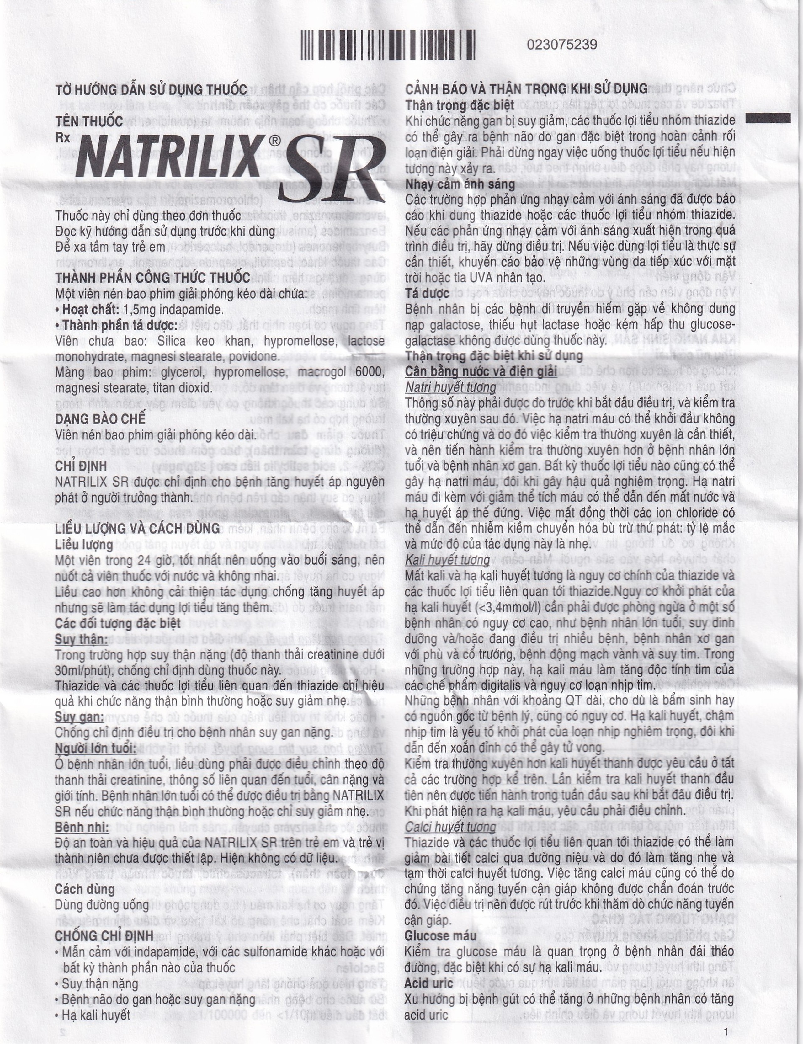 Viên nén Natrilix SR Servier điều trị tăng huyết áp nguyên phát (3 vỉ x 10 viên)