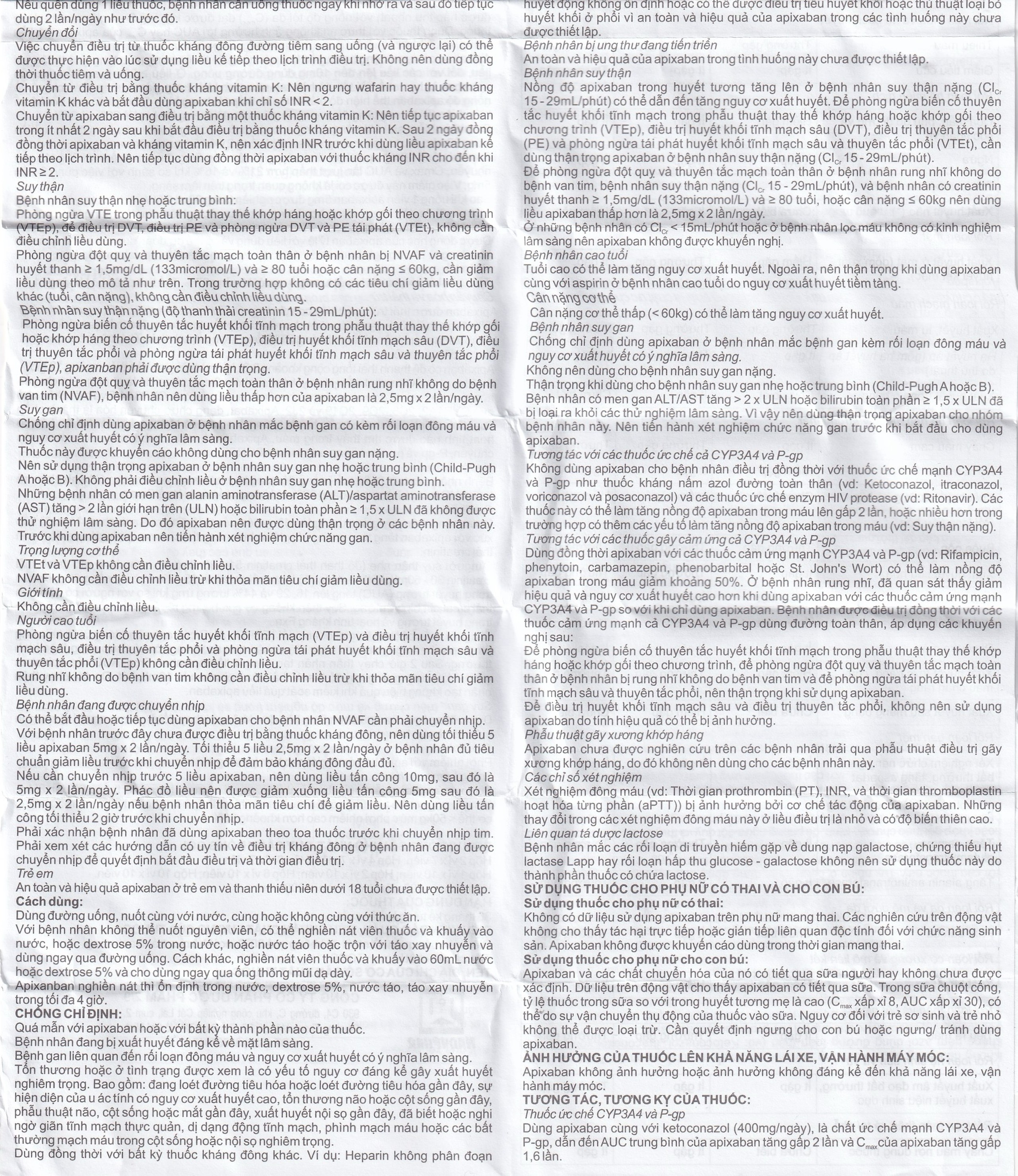 NDP-Apixan 2,5mg Nadyphar phòng ngừa biến cố thuyên tắc huyết khối tĩnh mạch (10 vỉ x 10 viên)