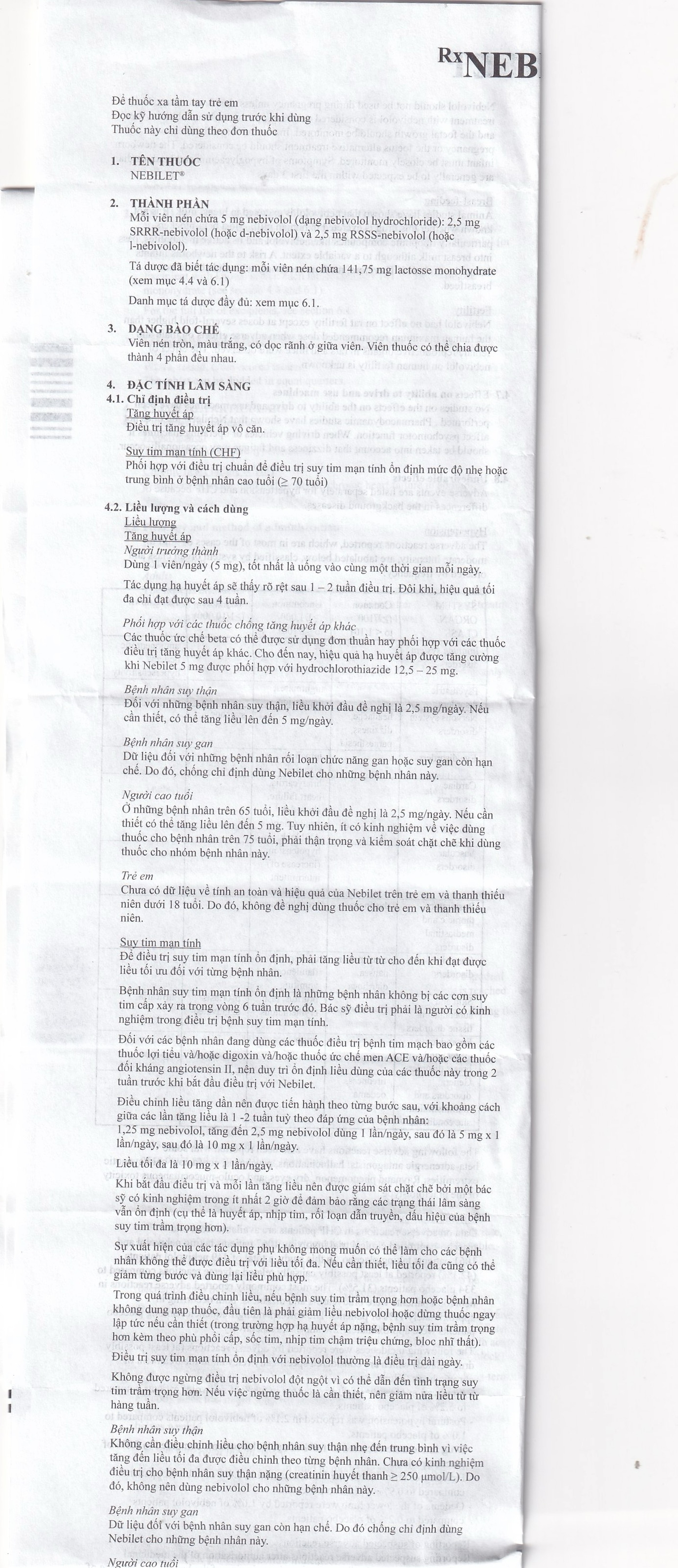 Thuốc Nebilet Nebivolol 5mg Menarini điều trị tăng huyết áp và suy tim mạn tính (2 vỉ x 14 viên)