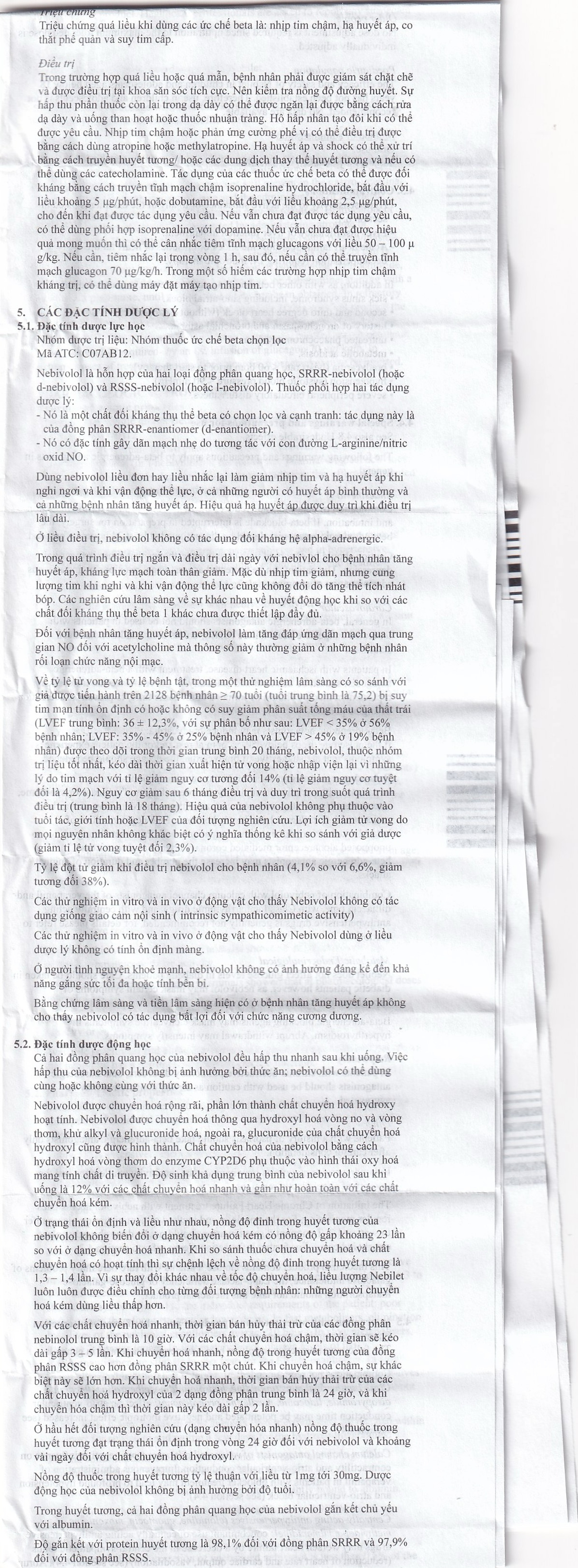 Thuốc Nebilet Nebivolol 5mg Menarini điều trị tăng huyết áp và suy tim mạn tính (2 vỉ x 14 viên)