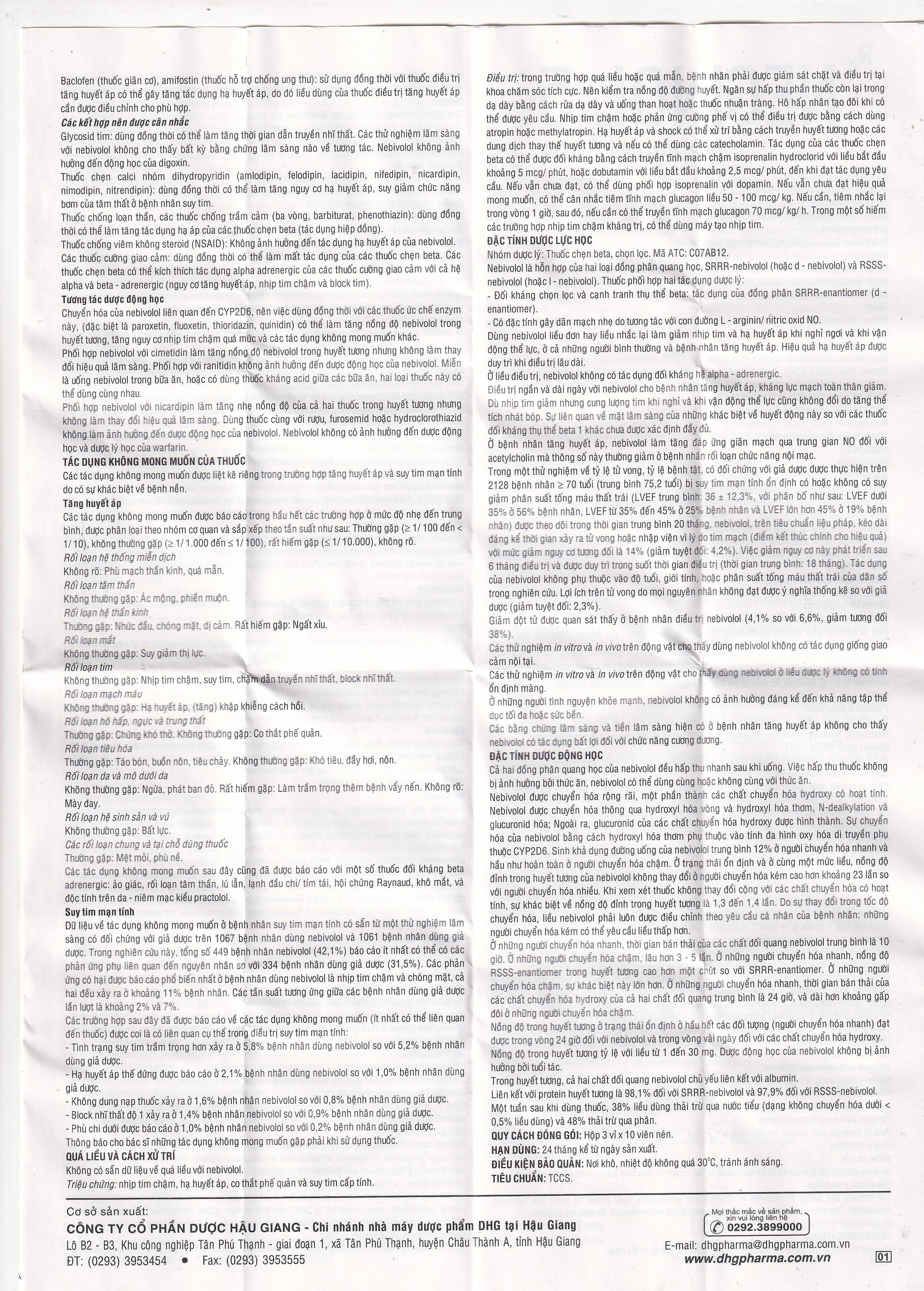 Thuốc Neginol 5 DHG điều trị tăng huyết áp vô căn (3 vỉ x 10 viên)