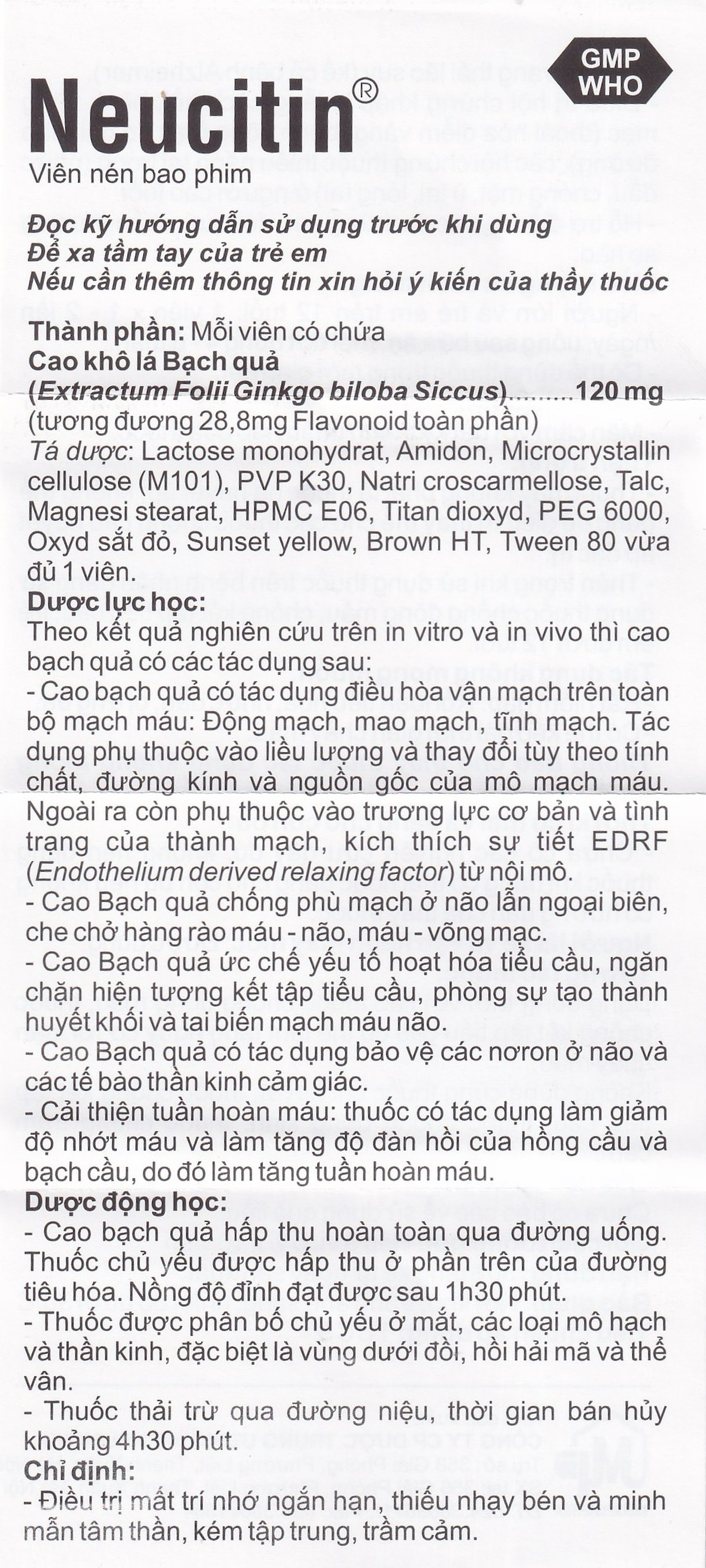 Thuốc Neucitin 120mg Mediplantex điều trị mất trí nhớ ngắn hạn (6 vỉ x 10 viên)