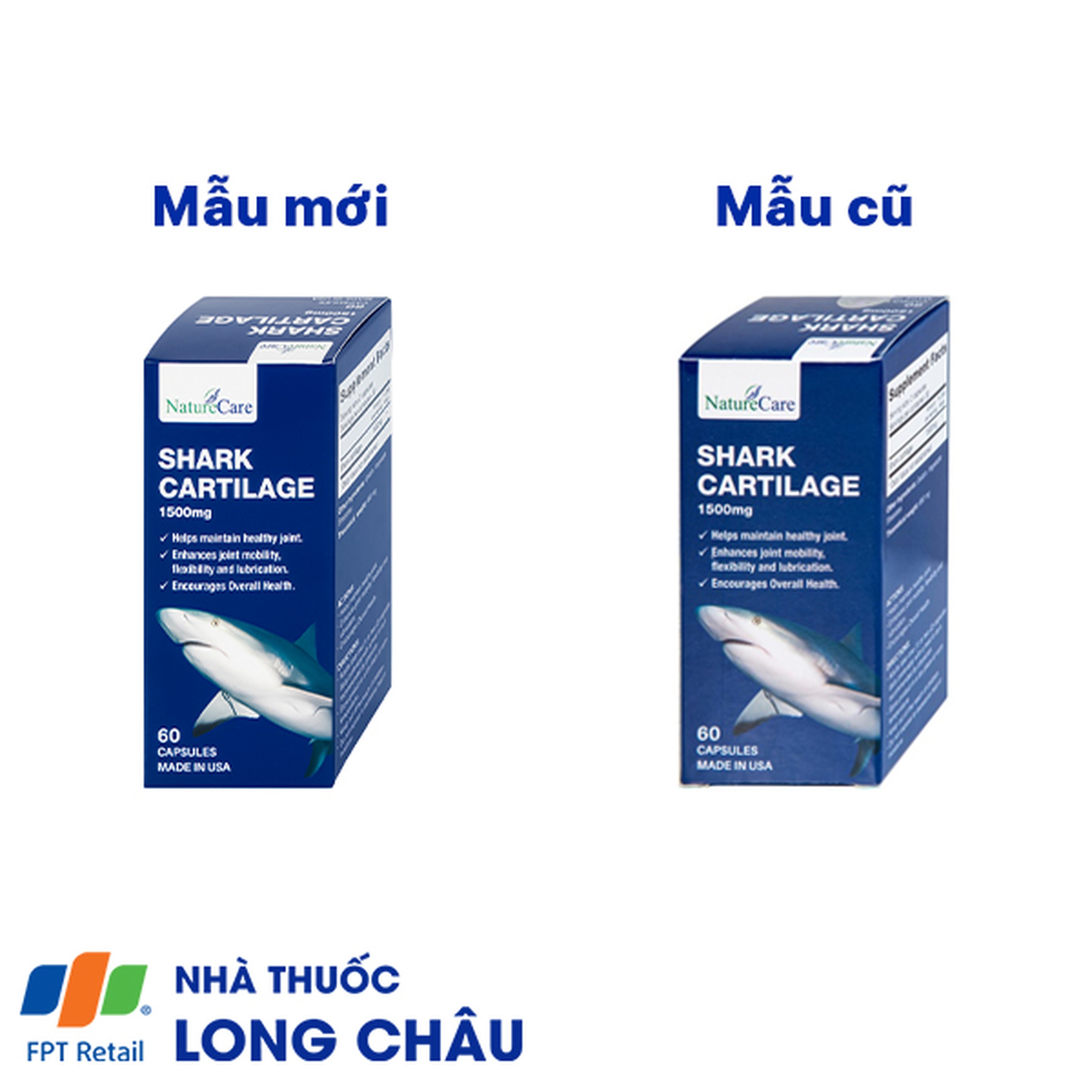 Viên uống hỗ trợ bôi trơn khớp, duy trì sức khỏe của khớp Shark Cartilage NatureCare (60 viên)