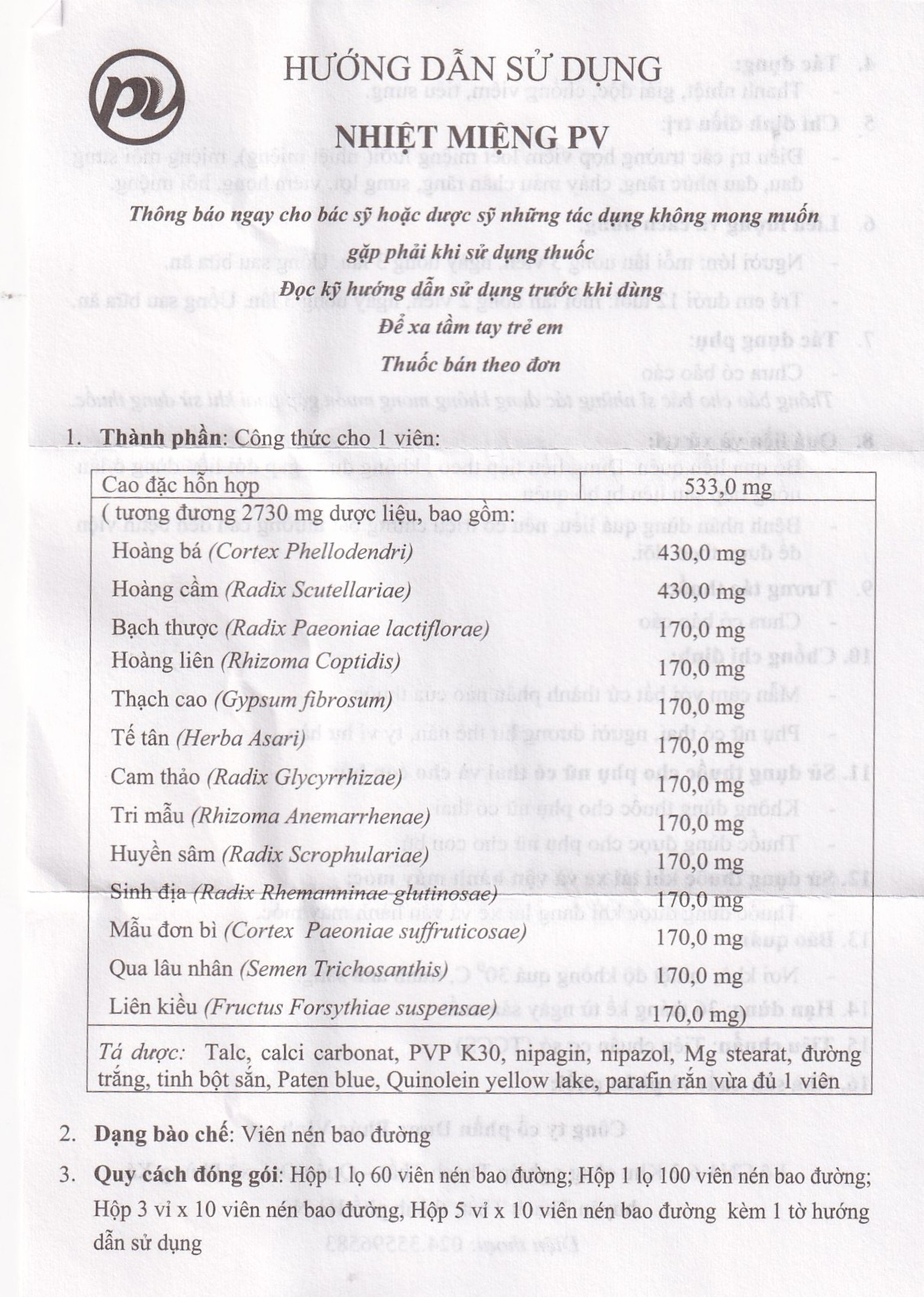Thuốc Nhiệt Miệng PV điều trị viêm loét miệng, lưỡi và miệng môi sưng đau (5 vỉ x 10 viên)