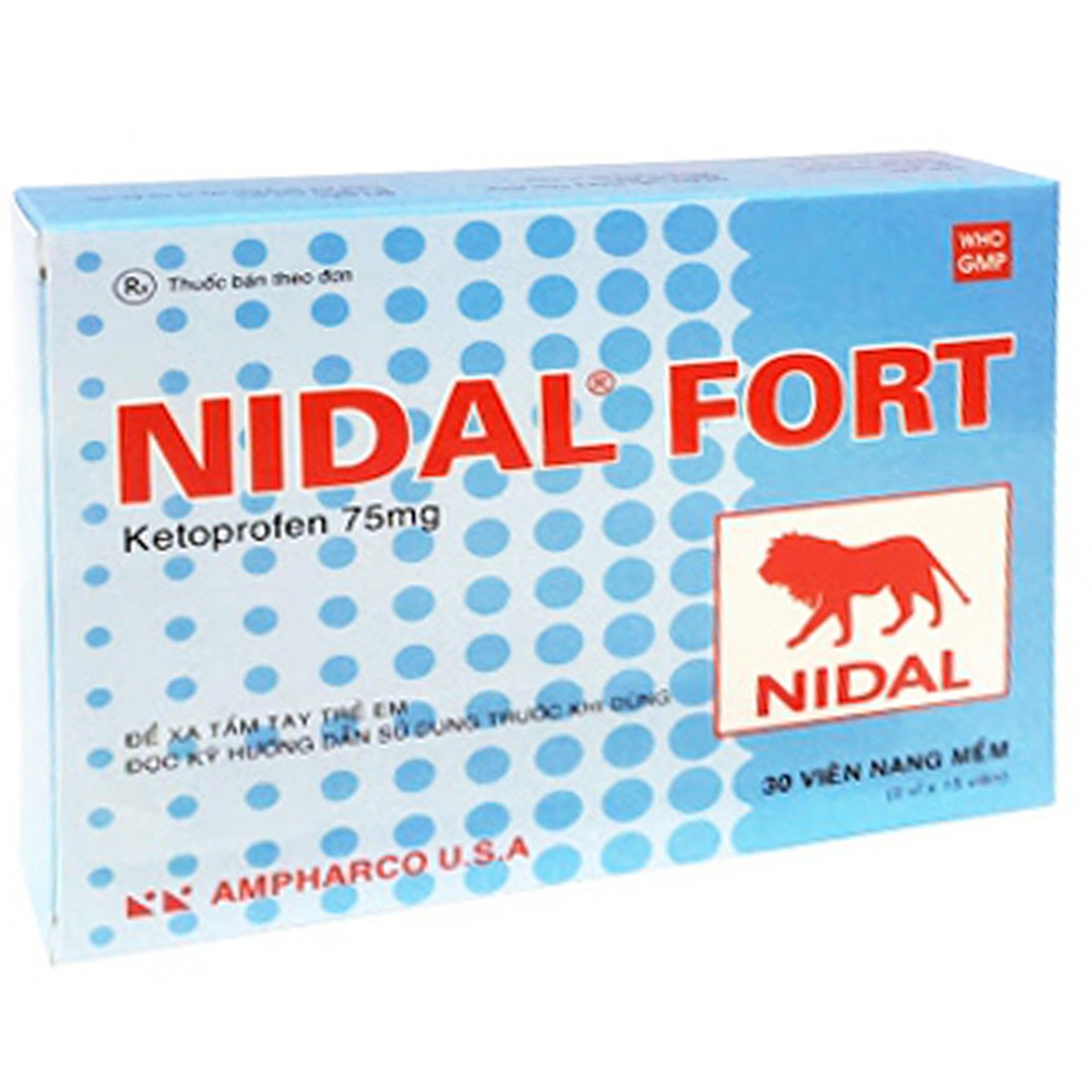 Thuốc Nidal Fort 75mg Ampharco điều trị các cơn kịch phát thấp khớp viêm (3 vỉ x 10 viên)