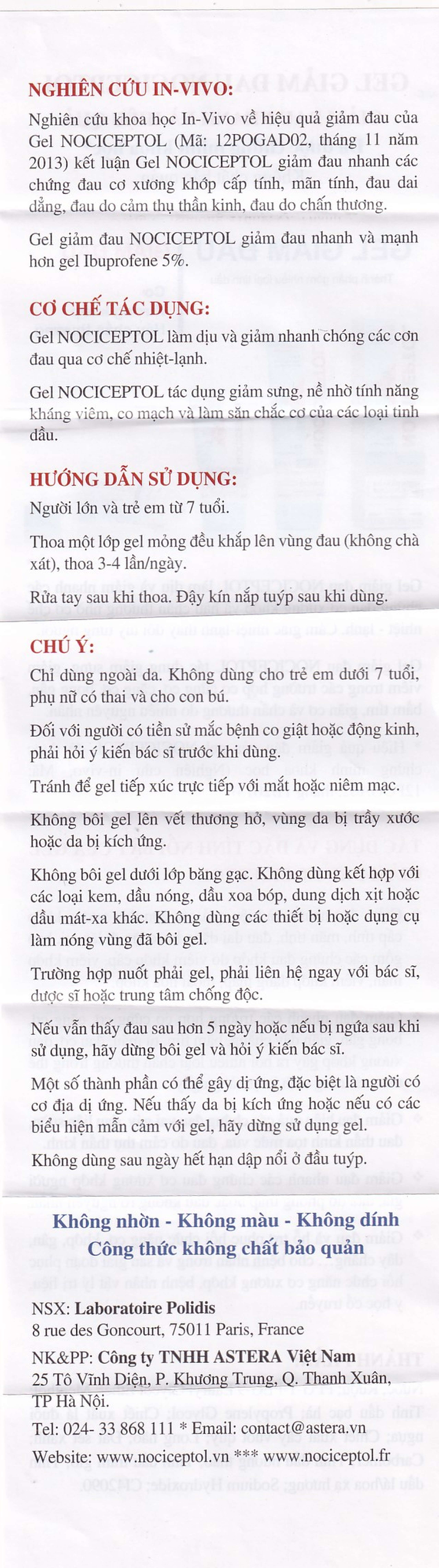 Kem bôi giảm đau Nociceptol120ml anti-douleur polidis giảm đau nhức xương khớp, mỏi cơ, chấn thương