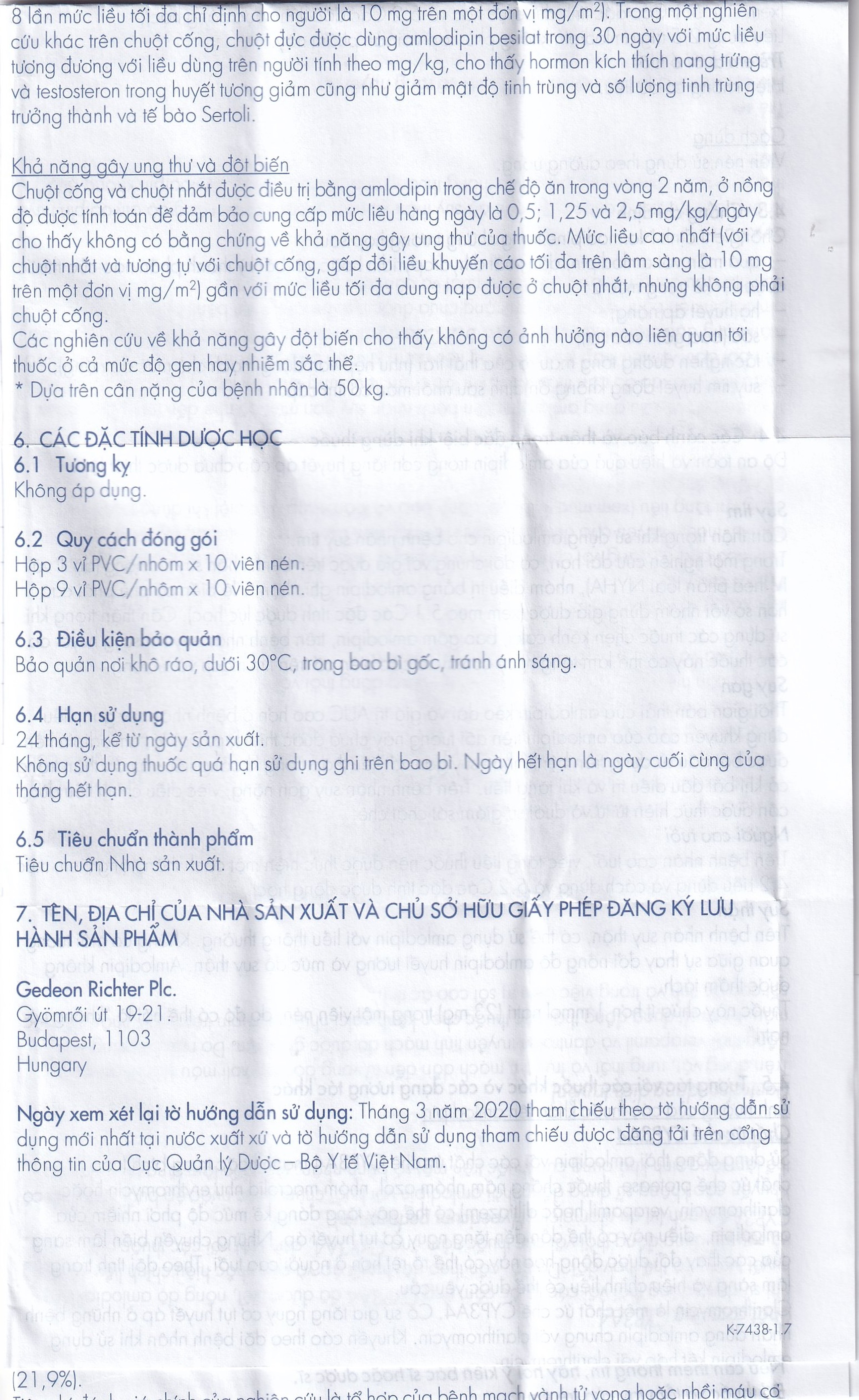 Viên nén Normodipine 5mg Gedeon điều trị tăng huyết áp, đau thắt ngực ổn định (3 vỉ x 10 viên)